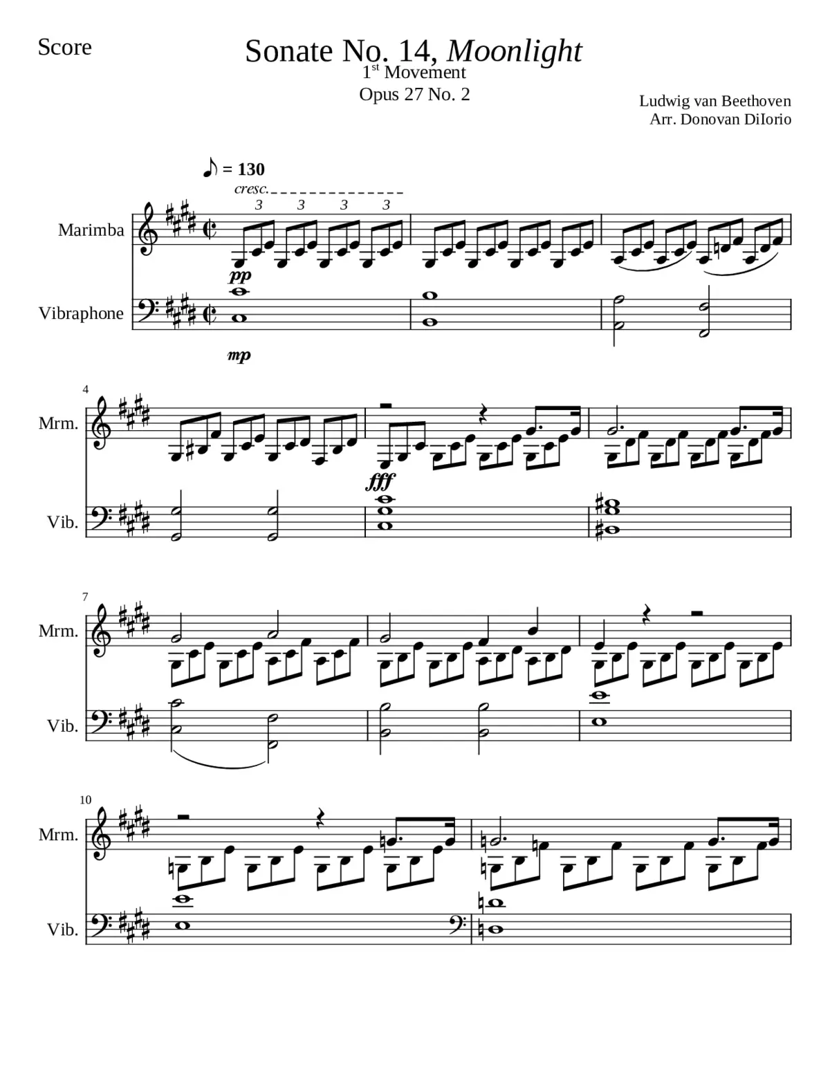Sonate No 14 Moonlight 1st Movement - Page 1