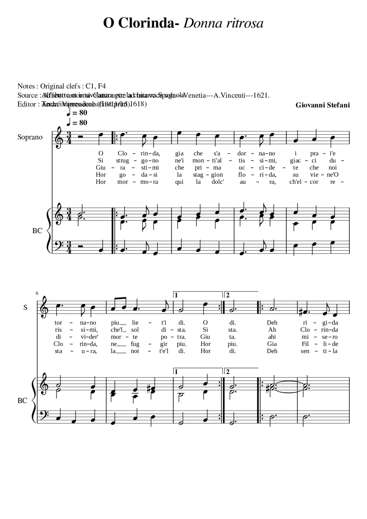 O Clorinda - Donna ritrosa - Page 1