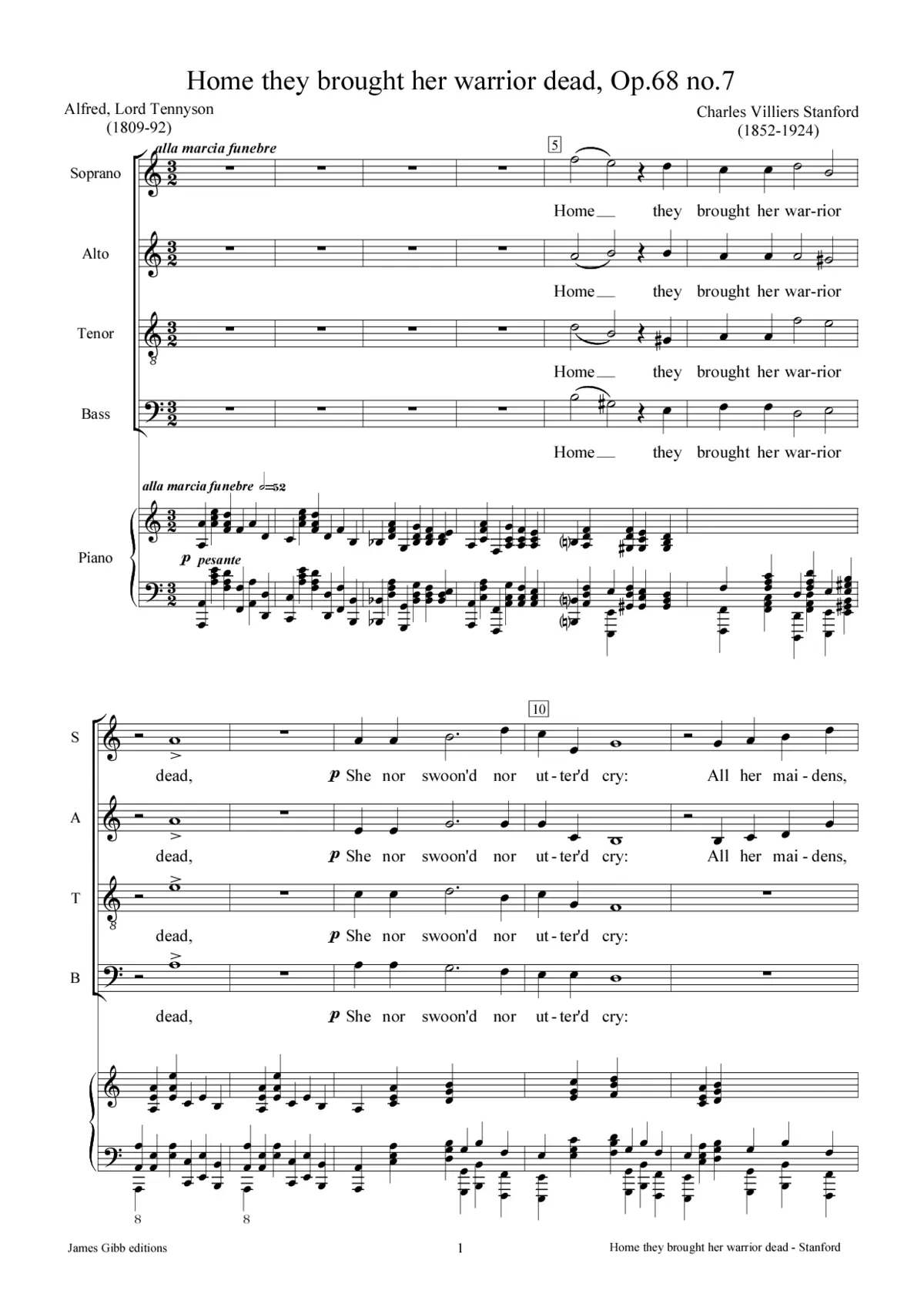 Home they brought her warrior dead, Op. 68:7 - Page 1