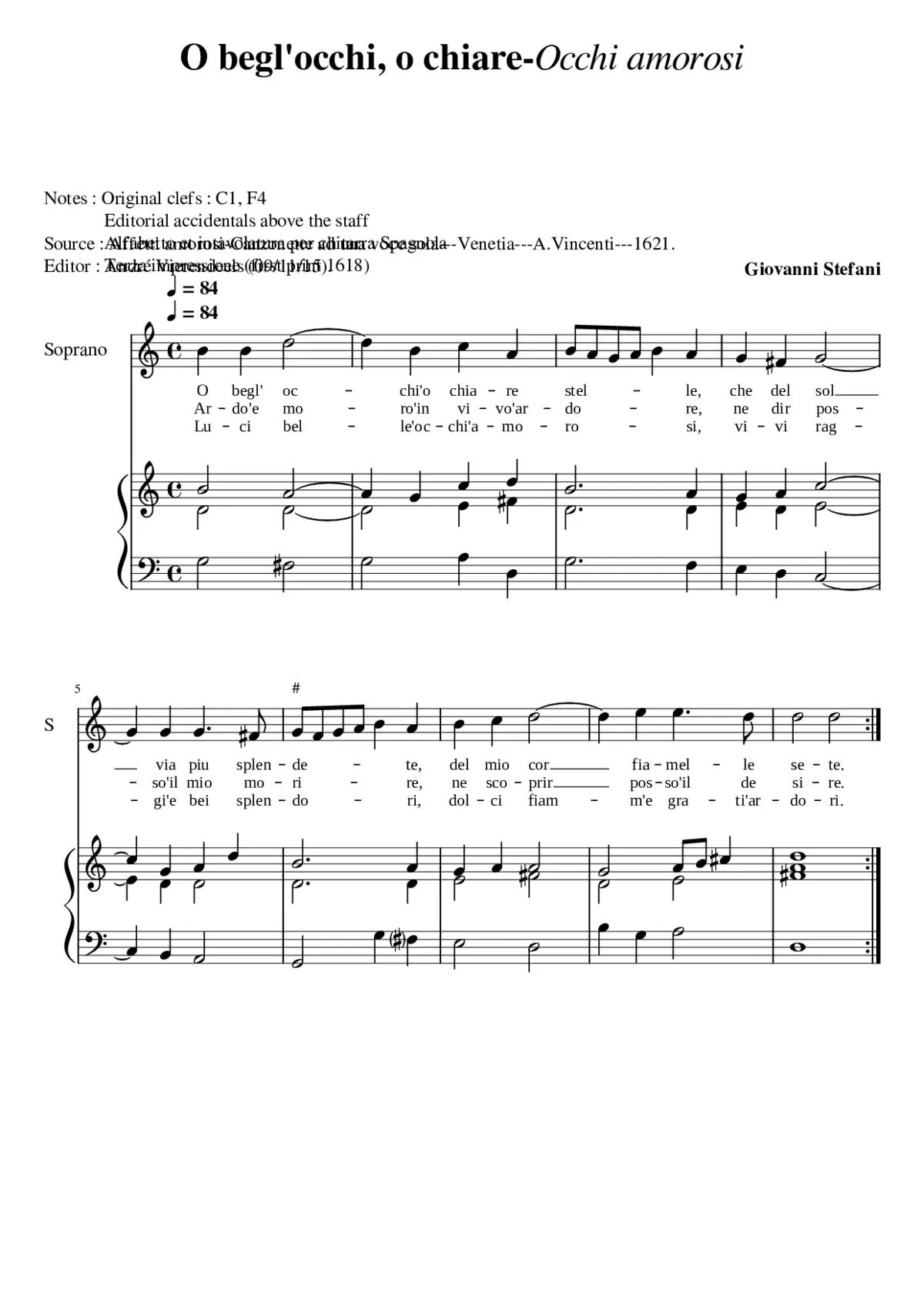 O begl'occhi - Occhi amorosi - Page 1