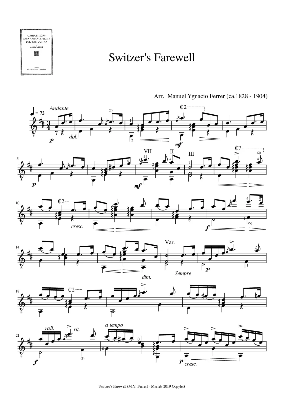 Compositions and arrangements for the guitar - Page 1