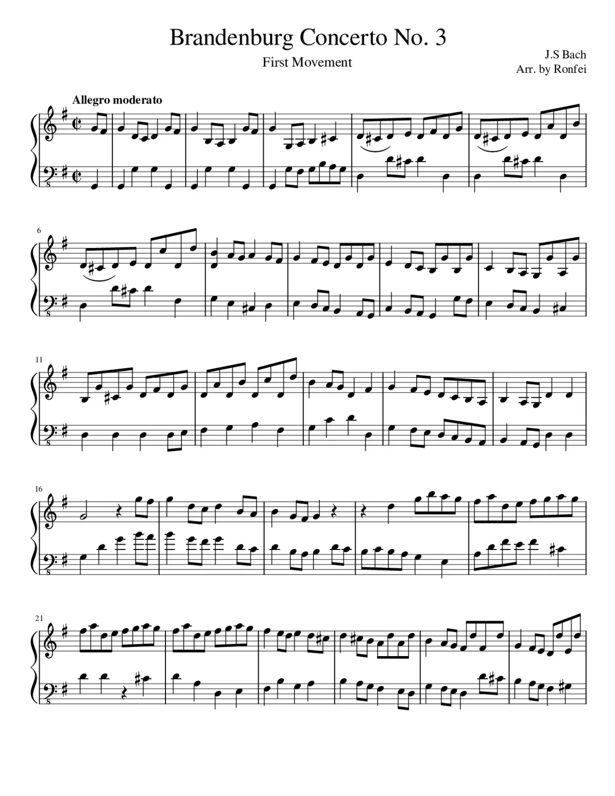 Brandenburg Concerto No.3 in G major BWV 1048 - Page 1