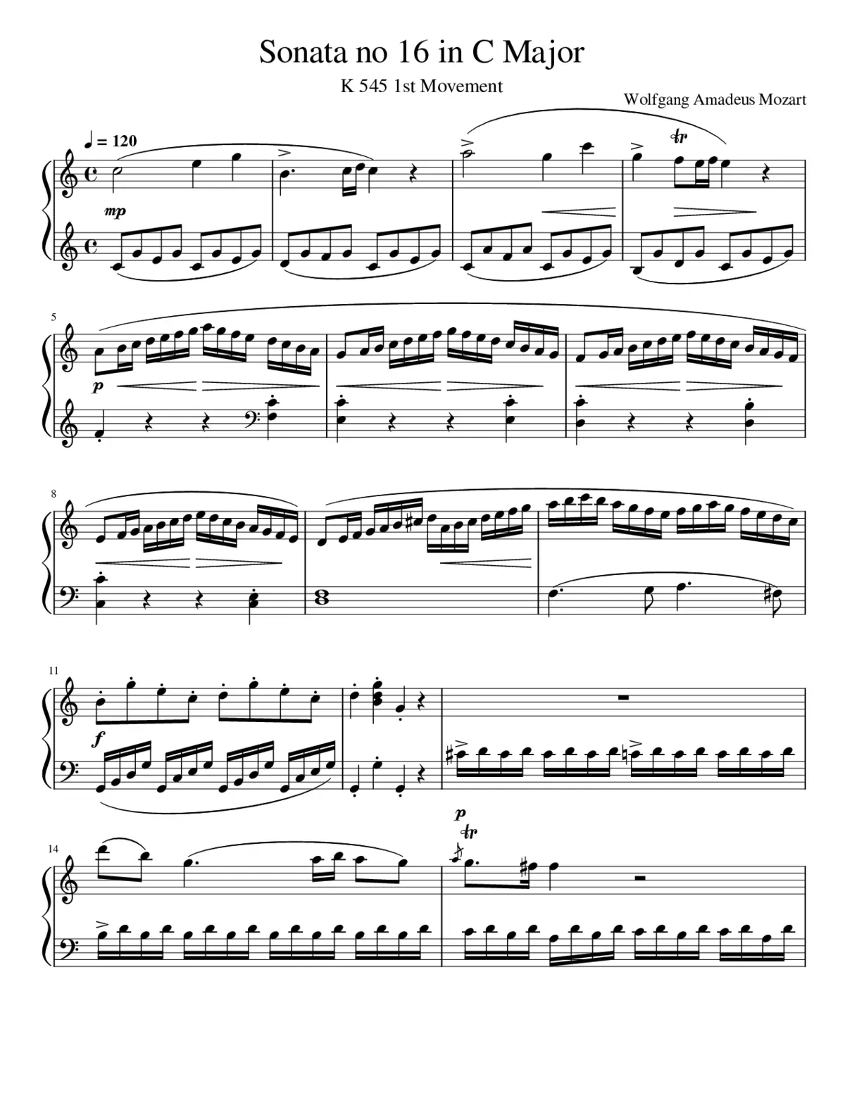 Piano Sonata No.16 in C major K.545 - Page 1
