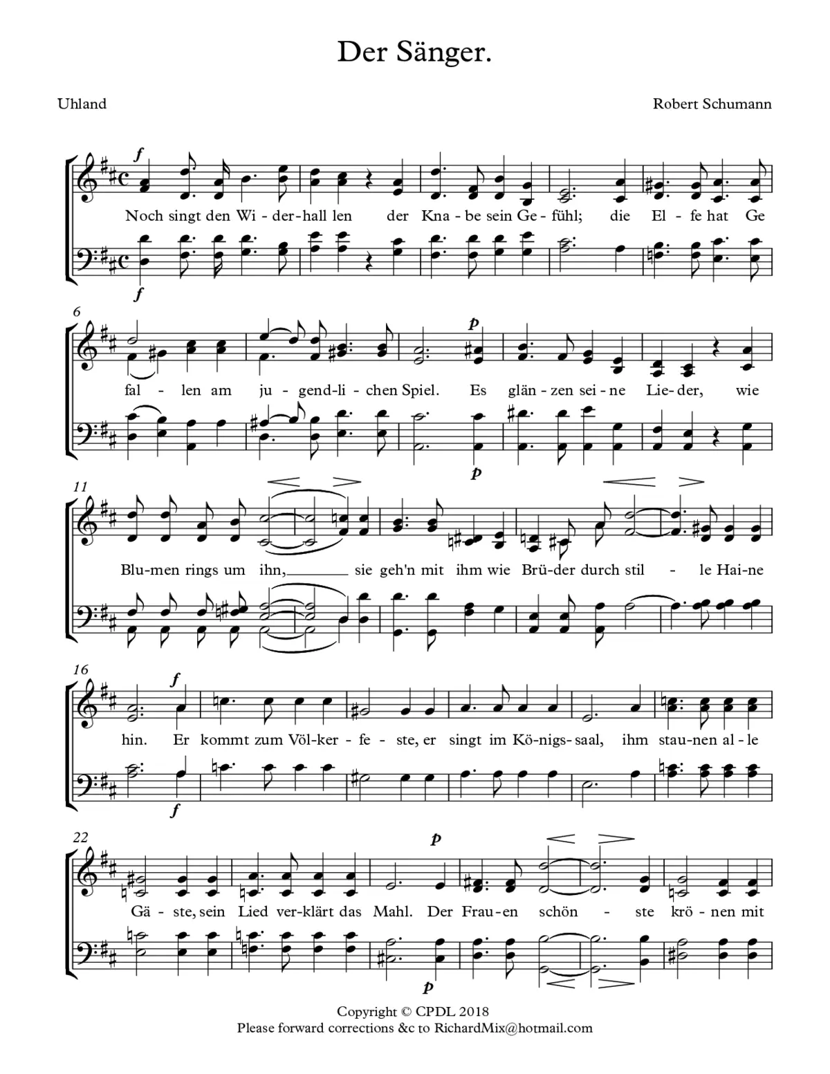 Der Sänger, Op. 145 No. 3 - Page 1