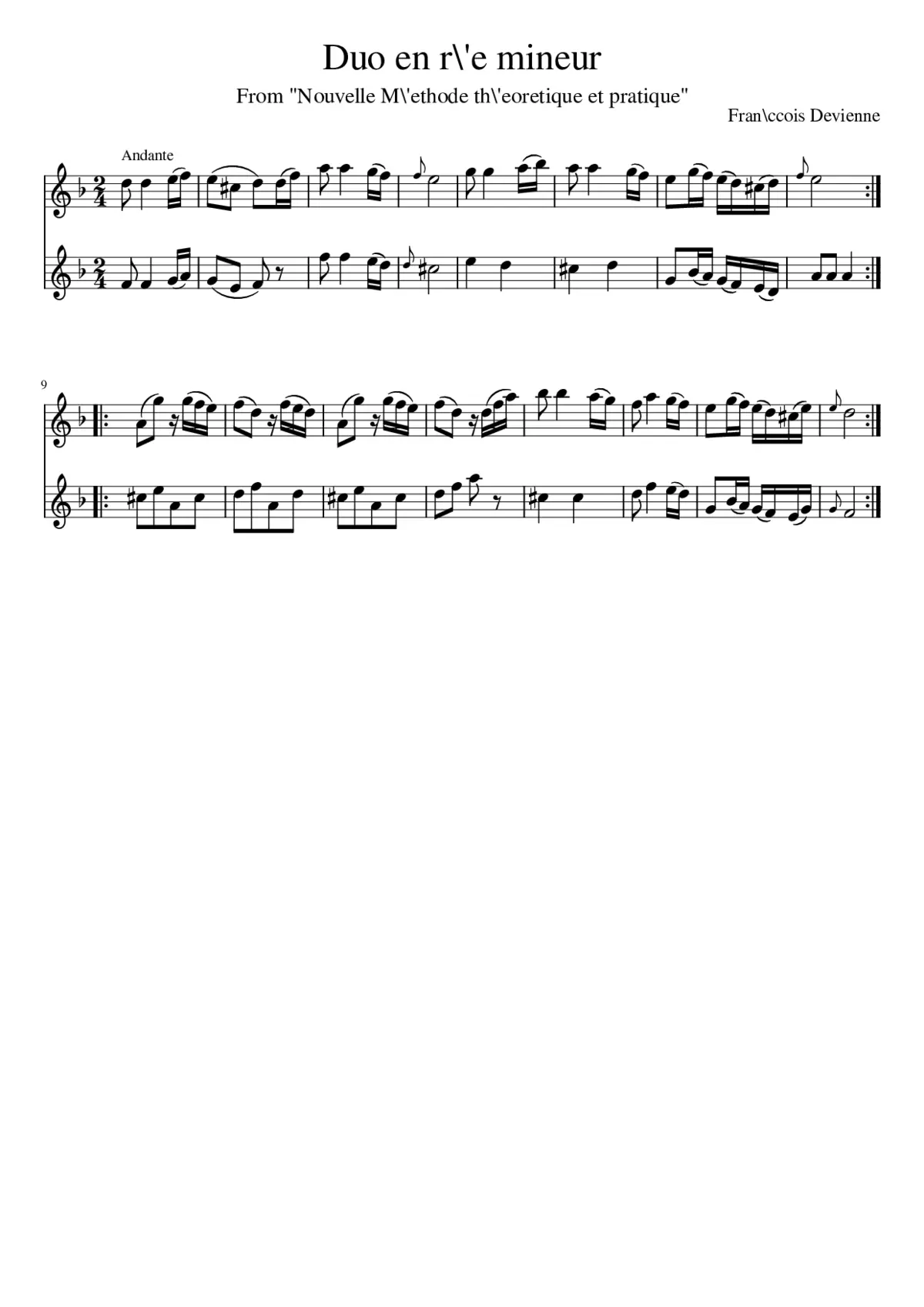 Duo en r\'e mineur - Page 1