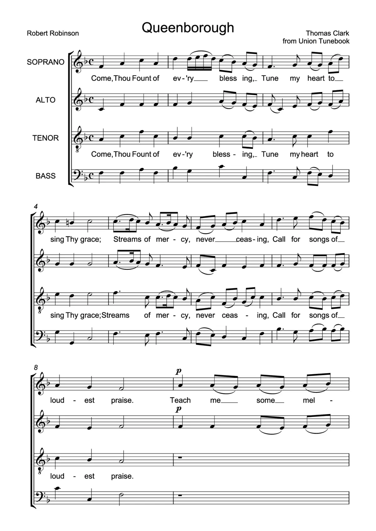 Come, thou fount of every blessing (Queenborough) - Page 1