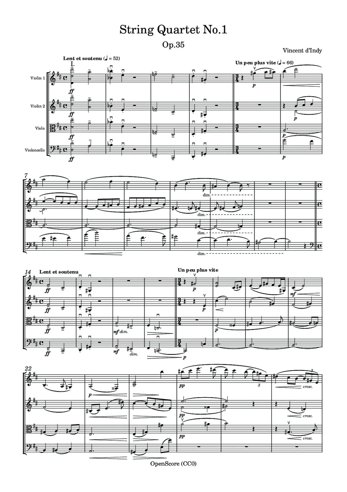 String Quartet No.1, Op.35 - Page 1