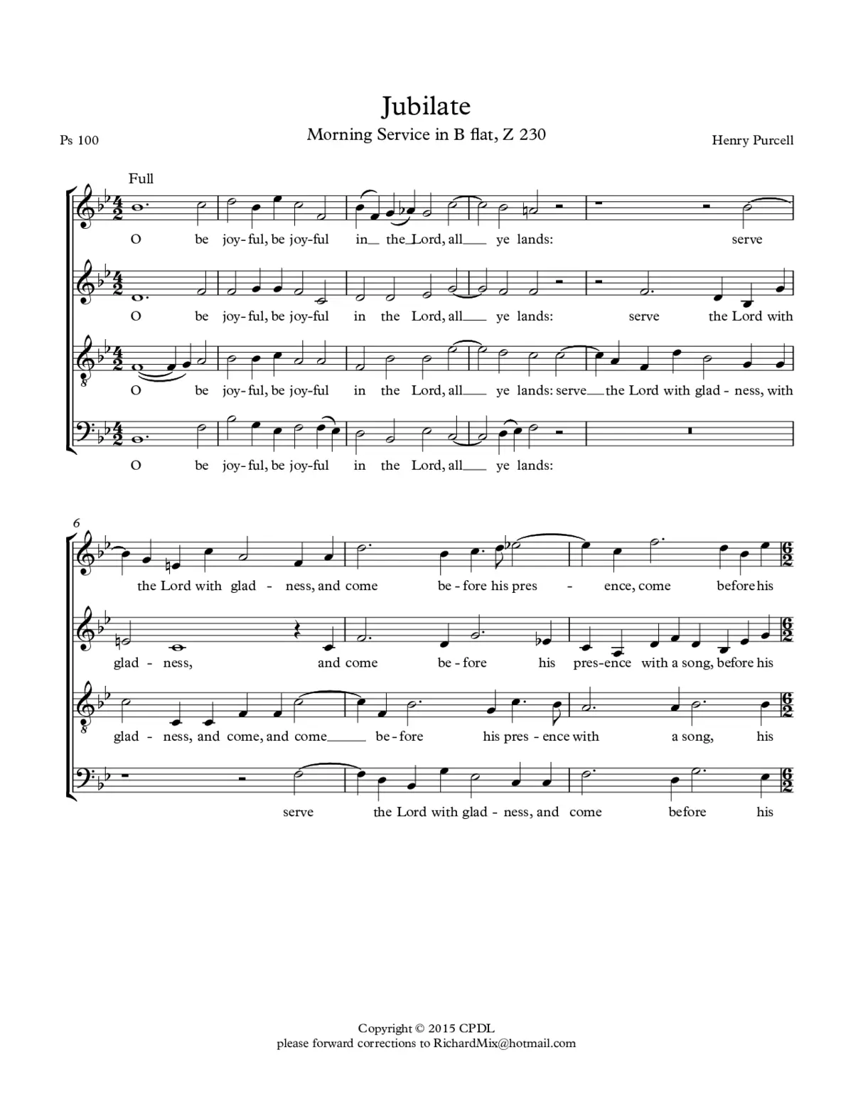 Jubilate Deo, Z 230/4 - Page 1