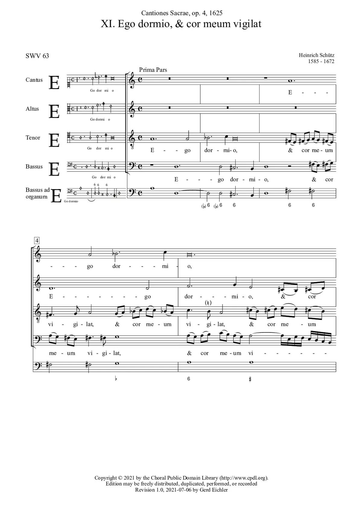 Ego dormio, et cor meum vigilat, SWV 63 - Page 1