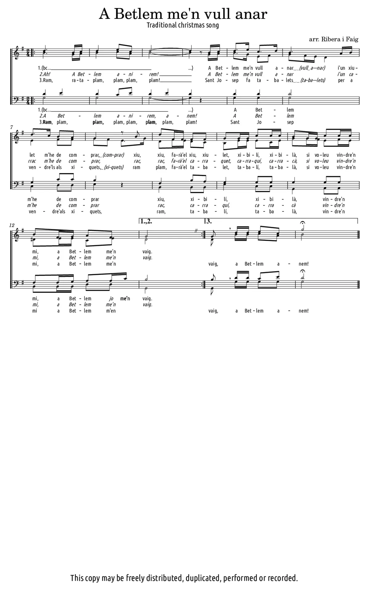 A Betlem me’n vull anar - Page 1