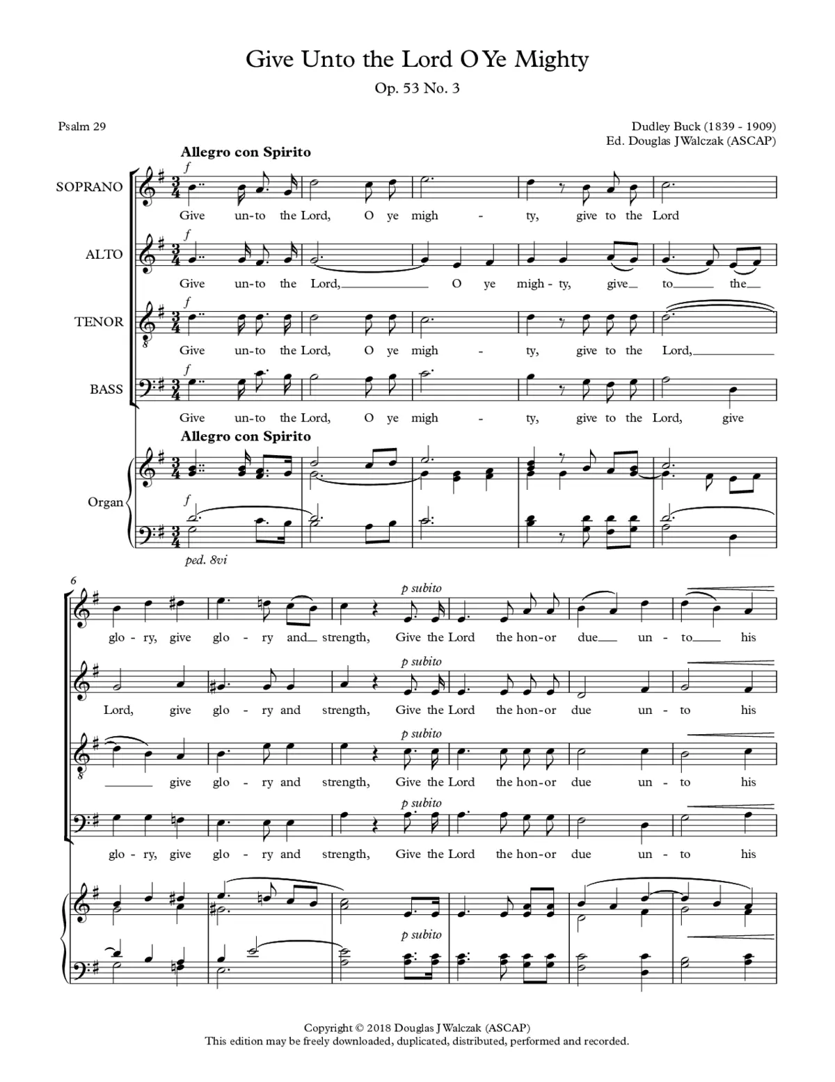 Give unto the Lord, O ye mighty (Op. 53 No. 3) - Page 1