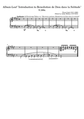 Album-Leaf '12 Einleitungs Takten zur Harmonie poetique: Bénédiction de Dieu dans la solitude', S.166x