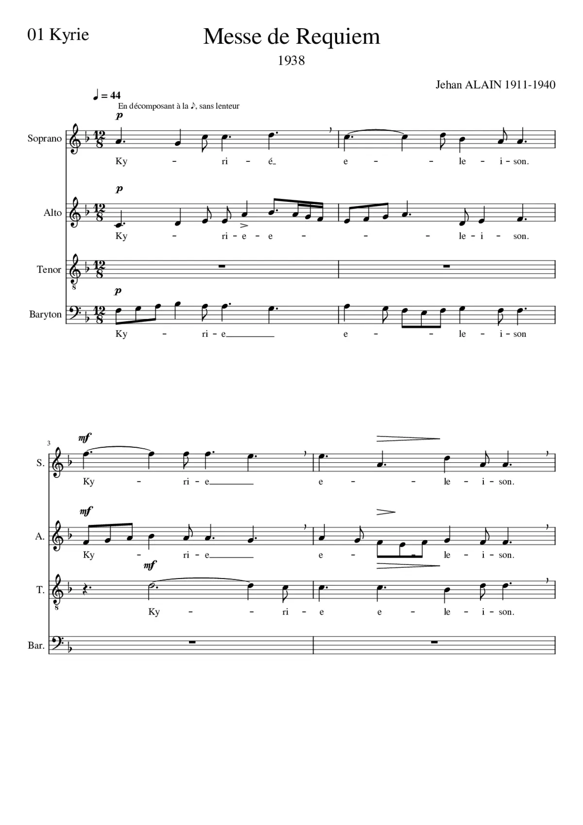 Jehan Alain-Messe de Requiem-01-Kyrie - Page 1