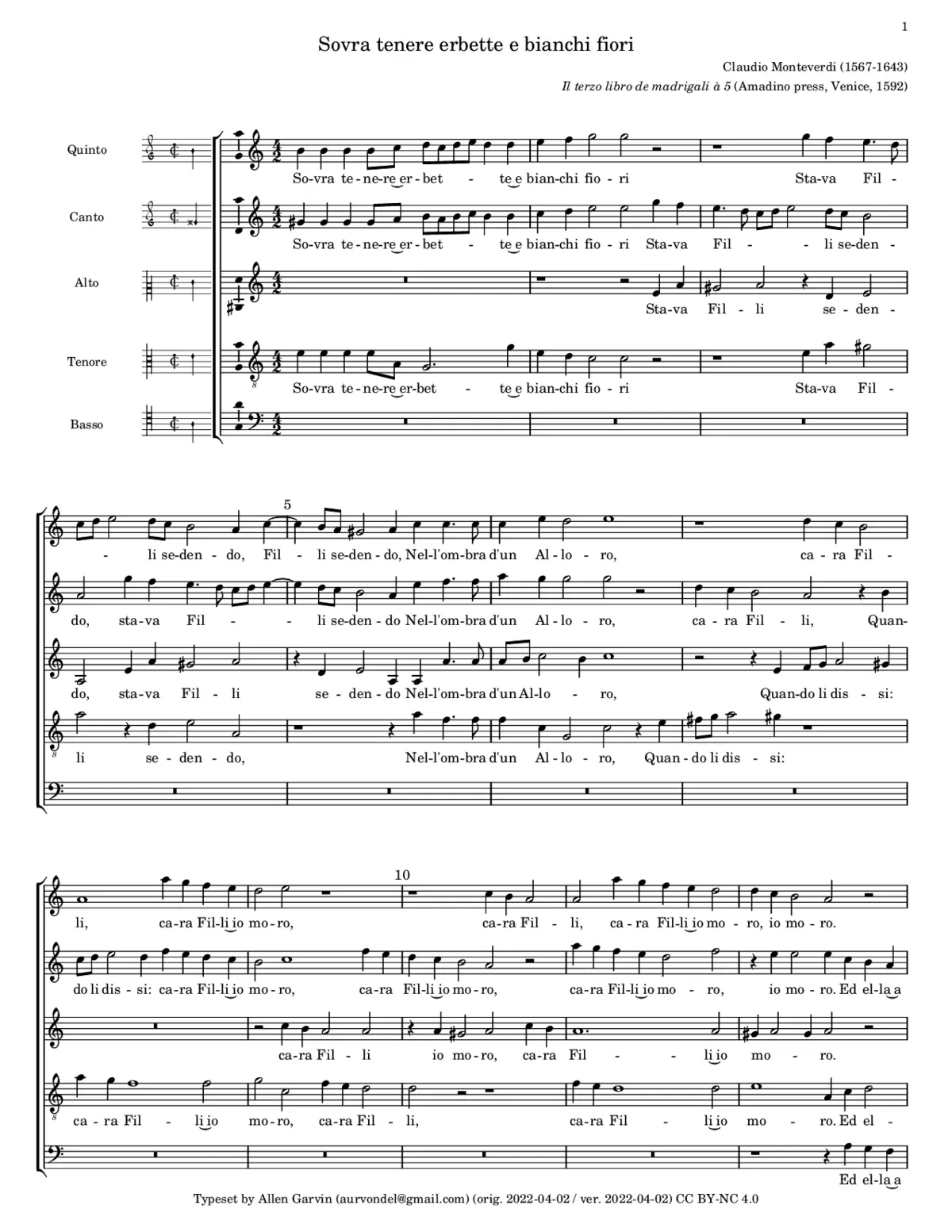 Sovra tenere erbette e bianchi fiori - Page 1