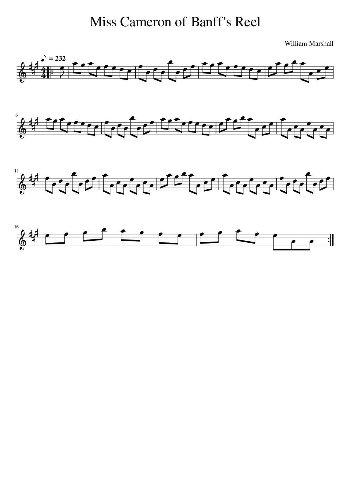 Miss Cameron of Banff's Reel - Page 1