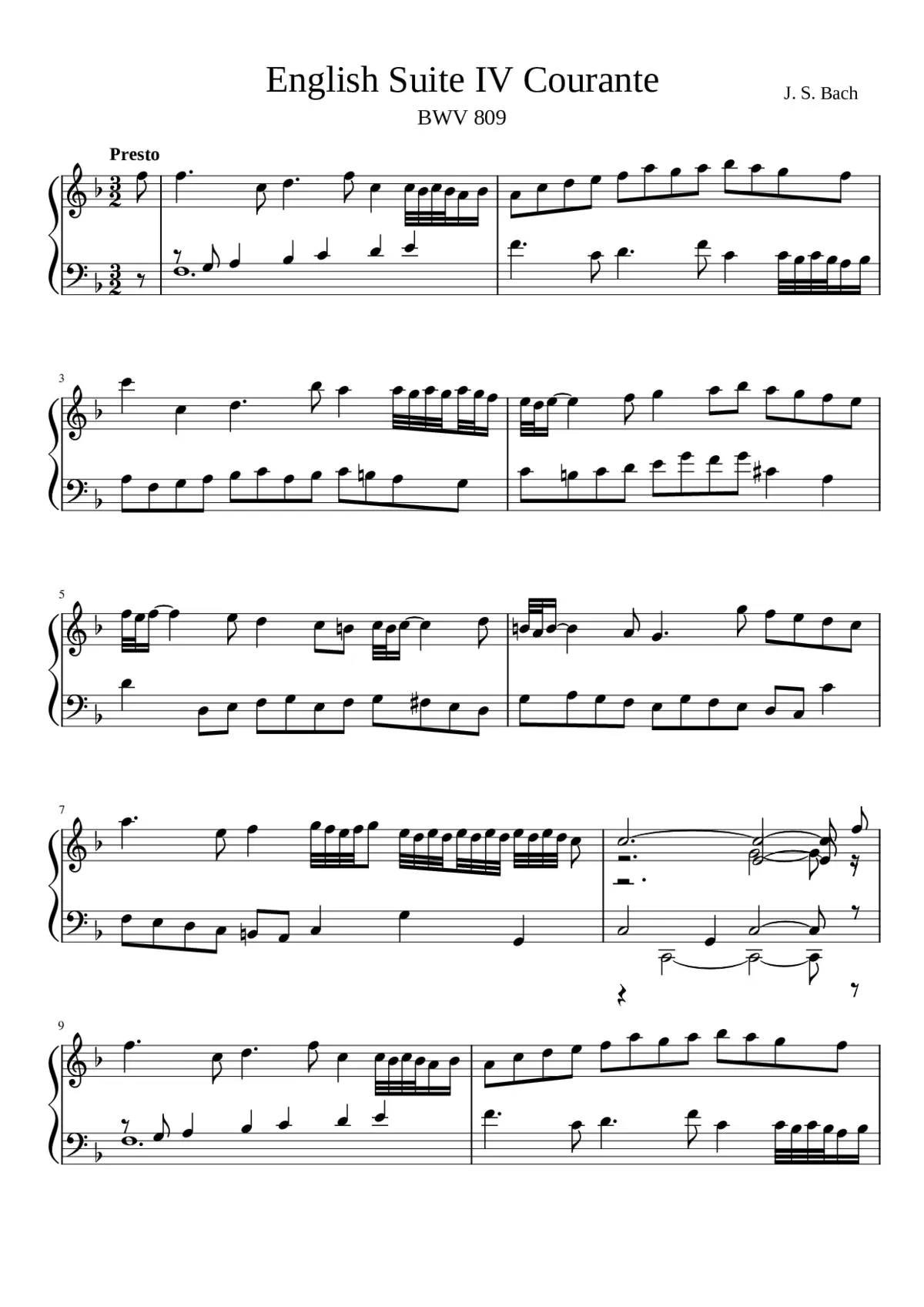English Suite No.4 in F major BWV 809 - Page 1
