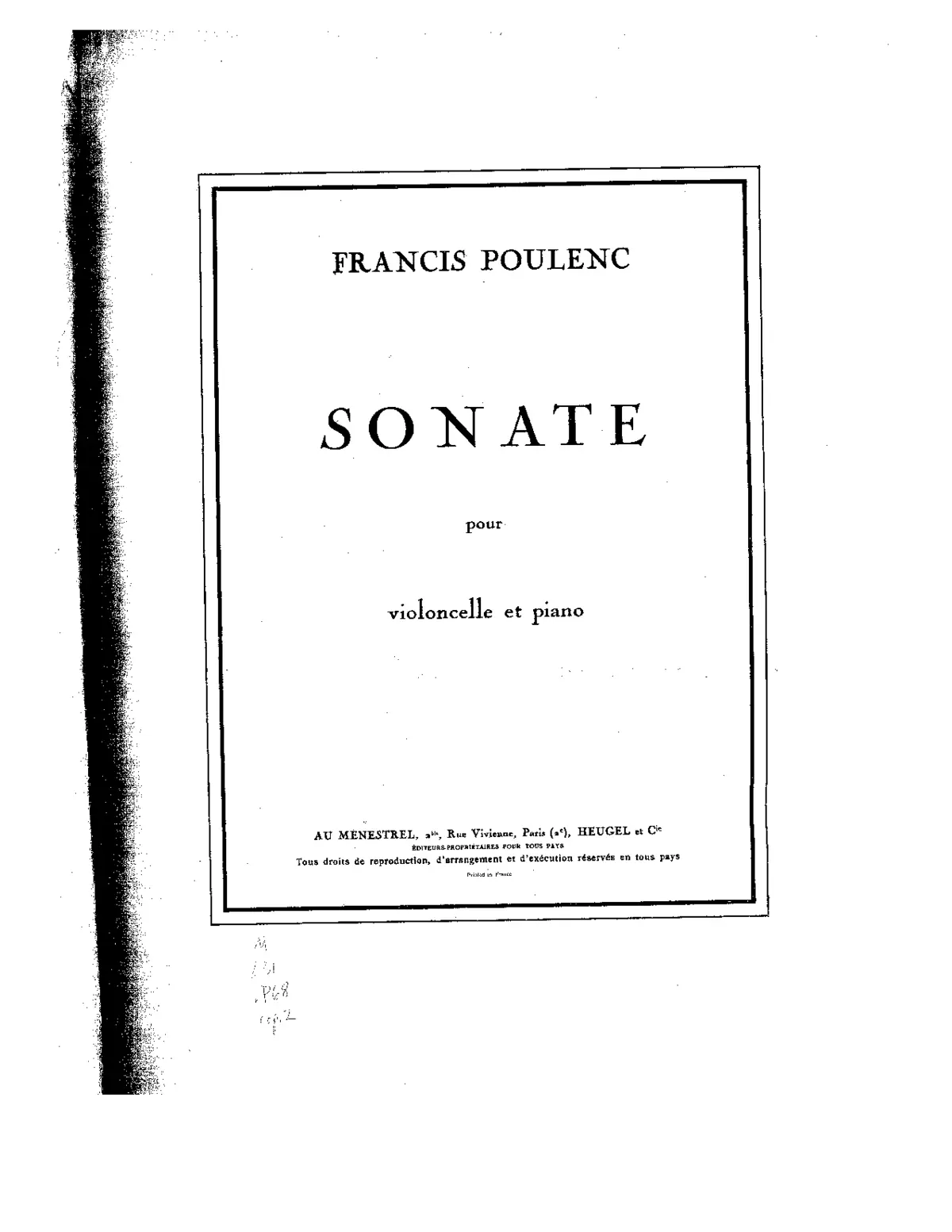 Sonate pour Violoncelle et Piano - Page 1