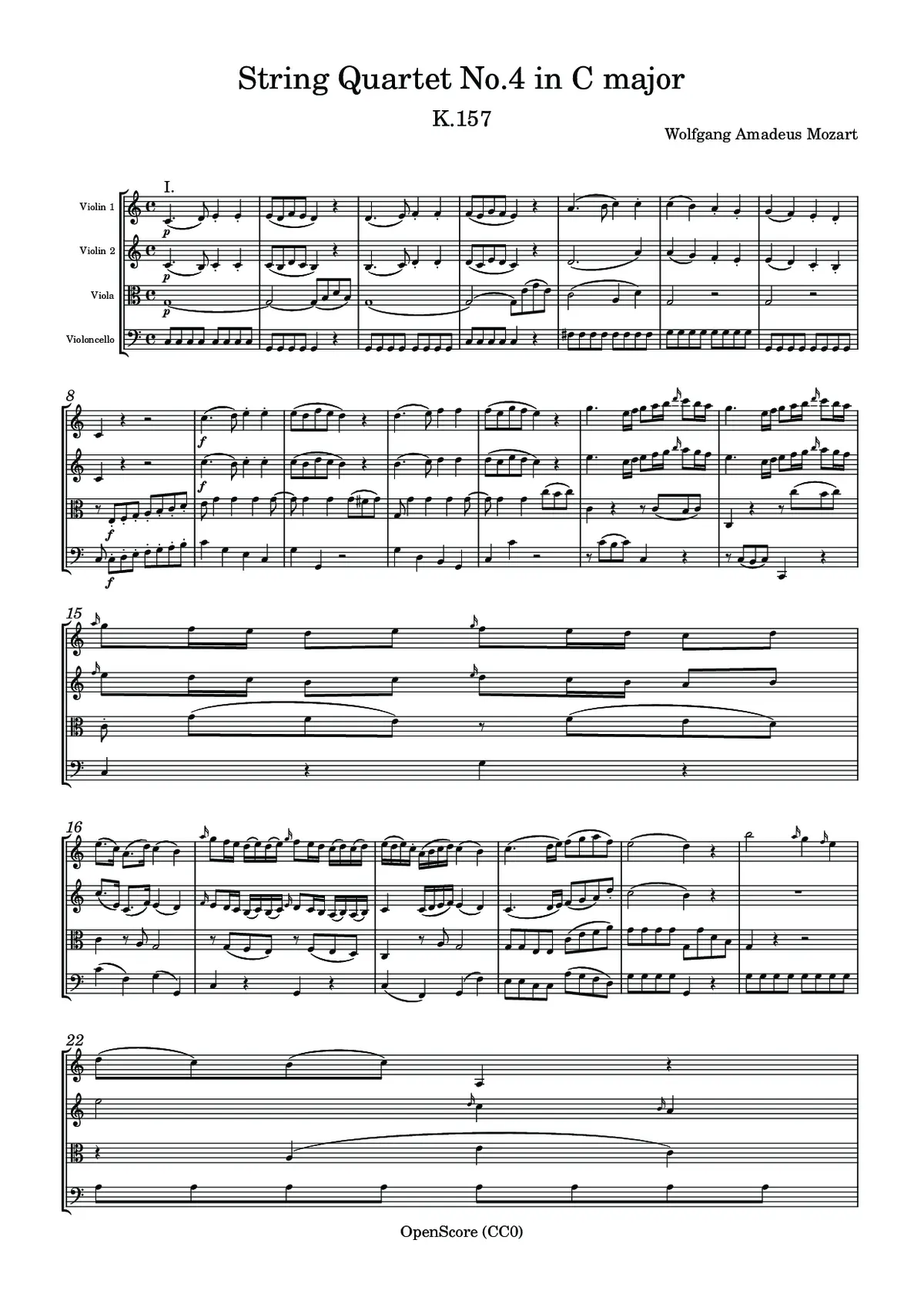 String Quartet No.4 in C major, K.157 - Page 1