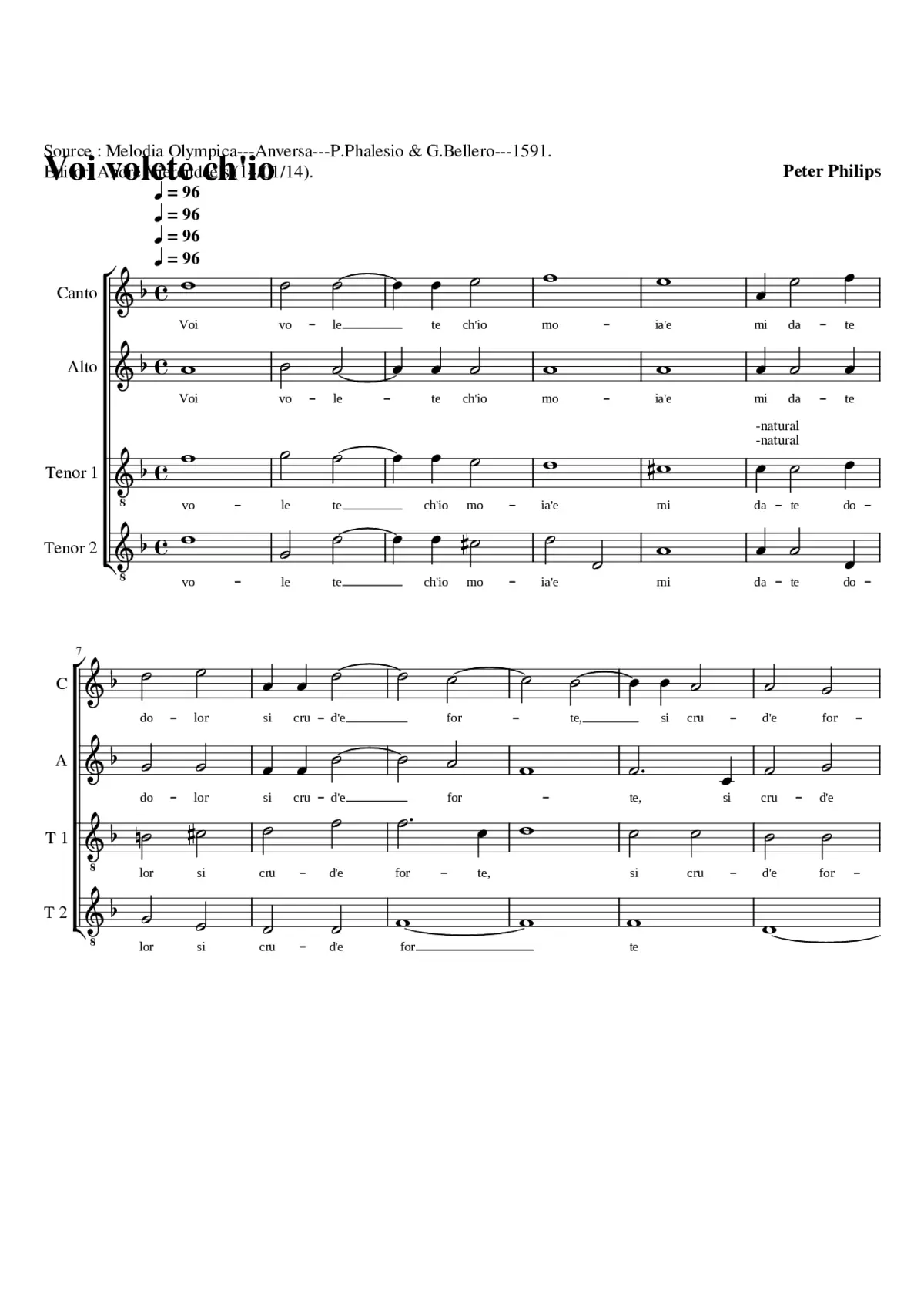 Voi volete ch'io muoia - Page 1