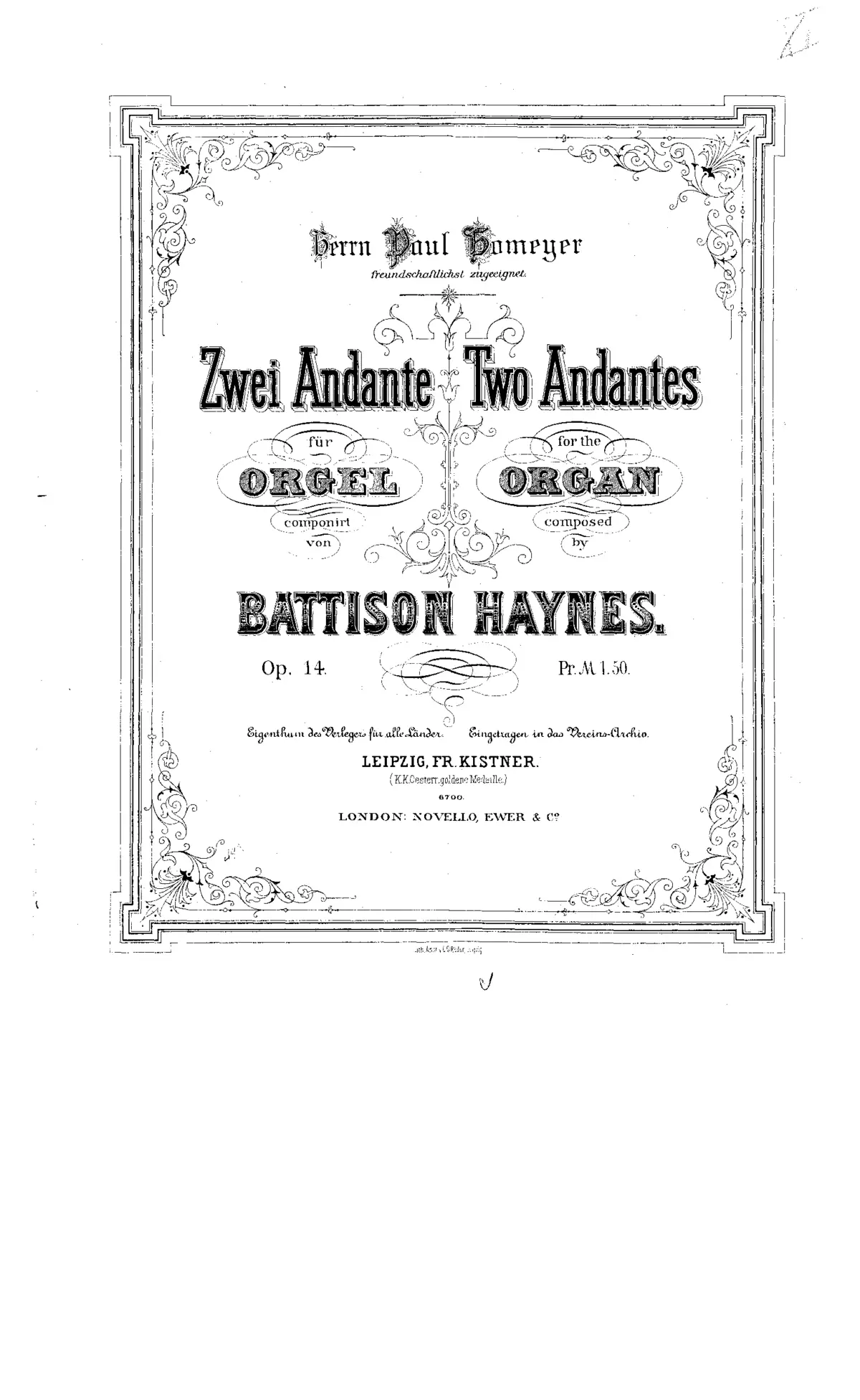 Zwei Andante für Orgel - Page 1