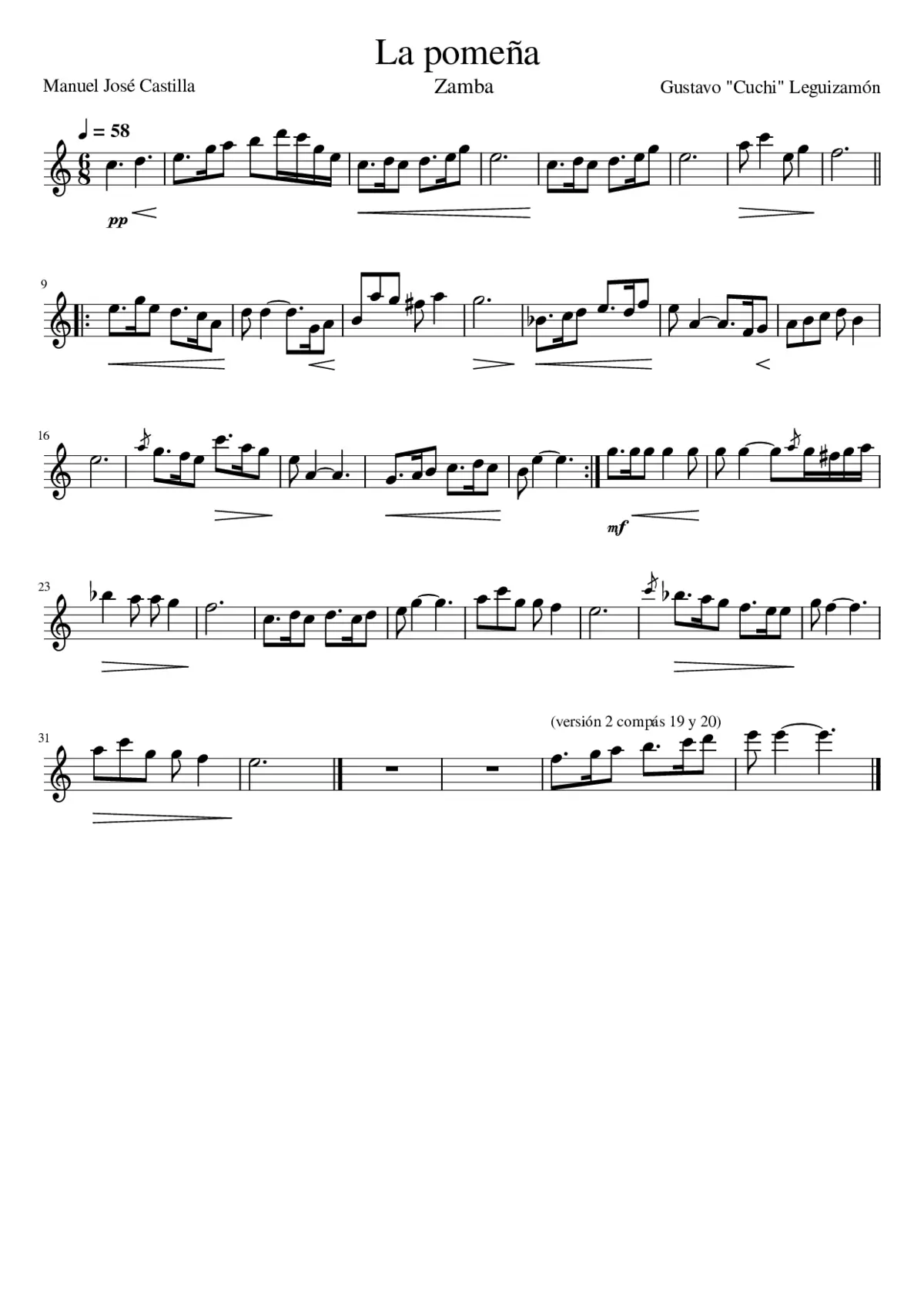 La Pomeña - Do Mayor - Flauta traversa - Page 1