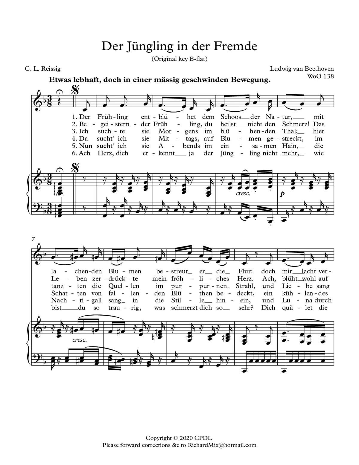 Der Jüngling in der Fremde, WoO 138 - Page 1