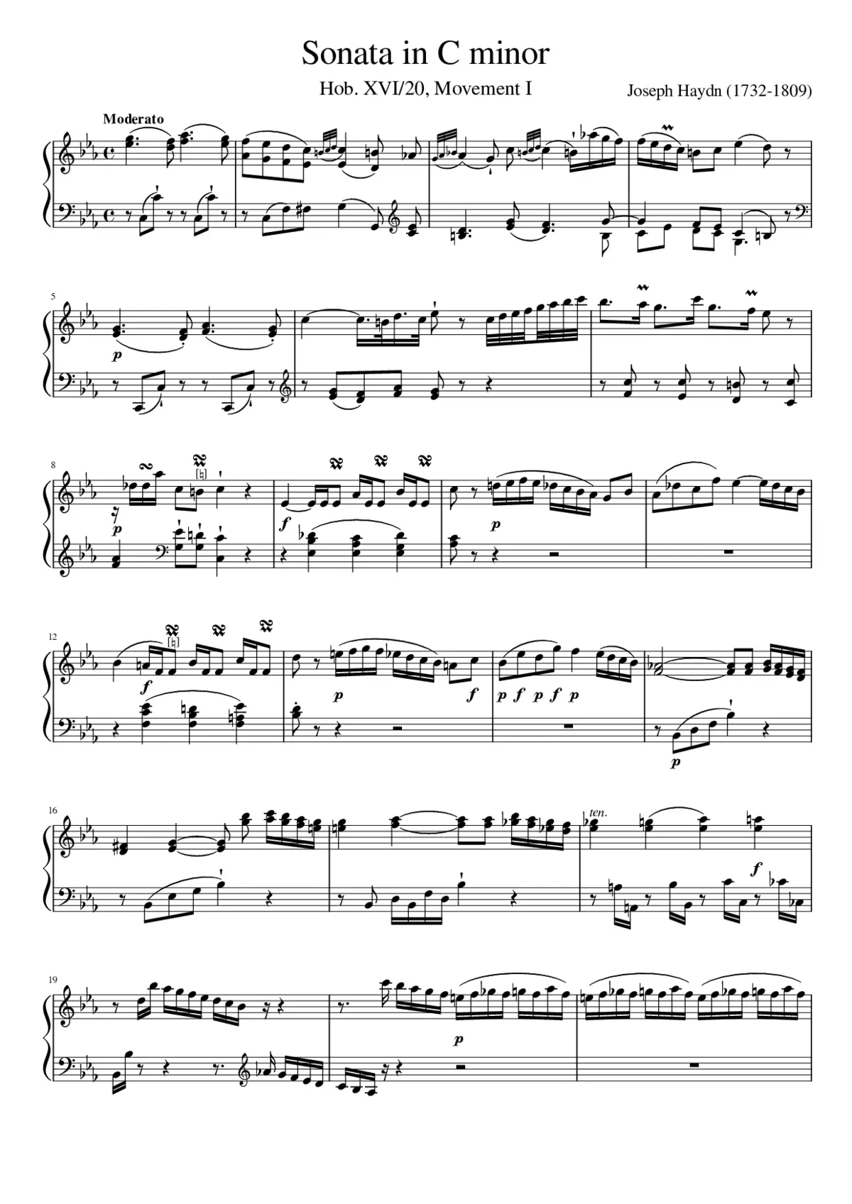 Sonata in C minor HOB XVI 20 - Page 1