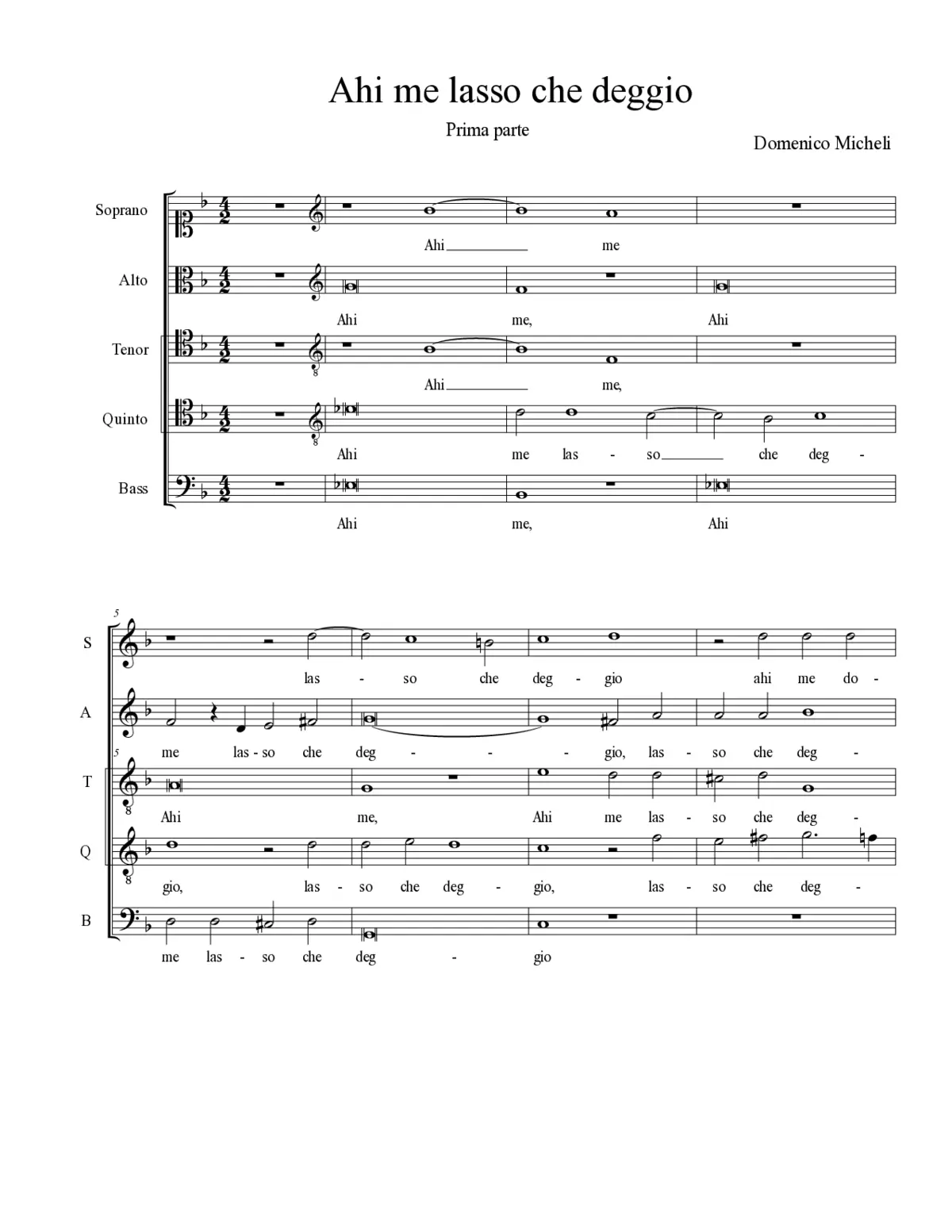 Ahi me lasso che deggio - Page 1