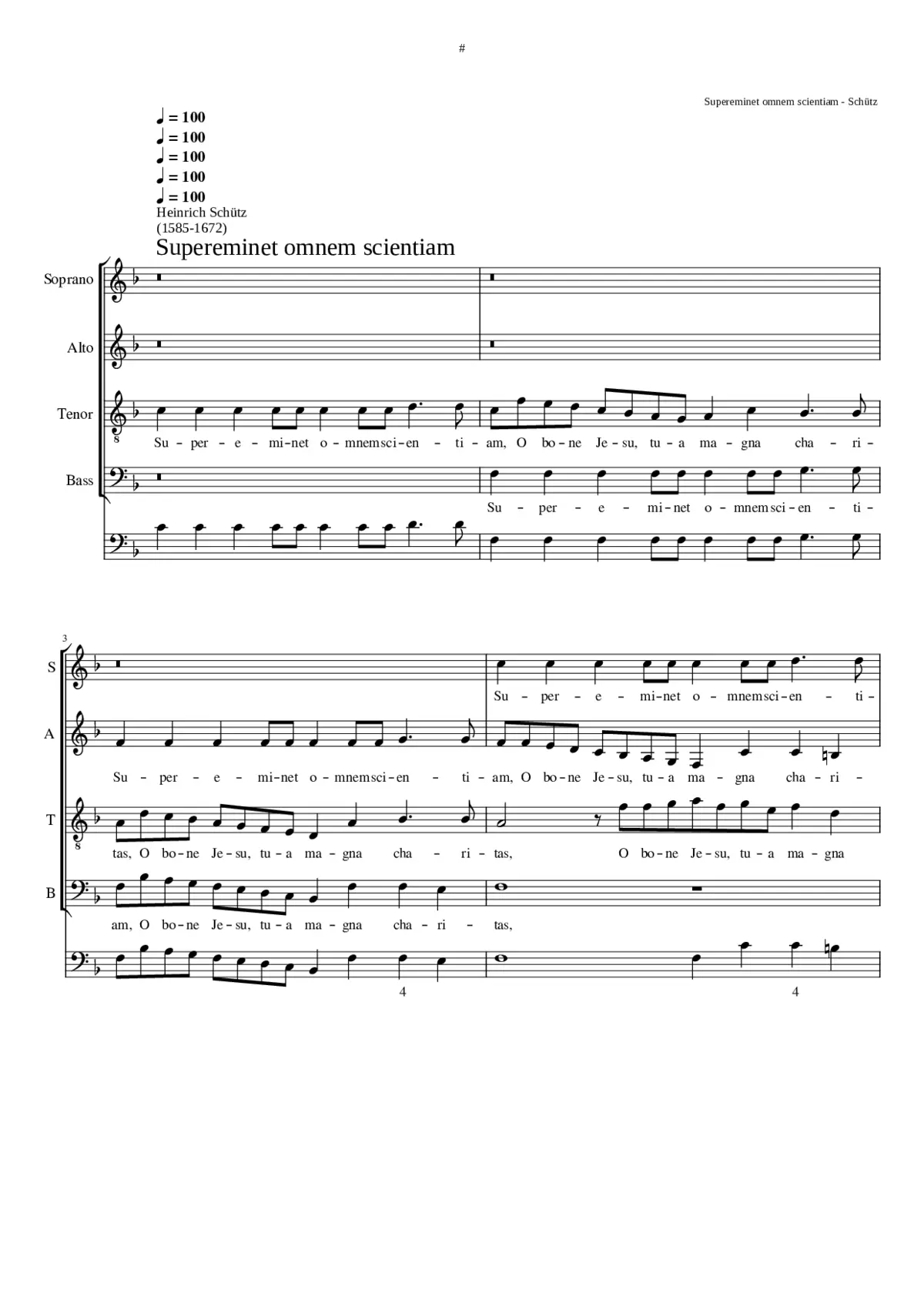 Supereminet omnem scientiam O bone Jesu SWV 76 - Page 1