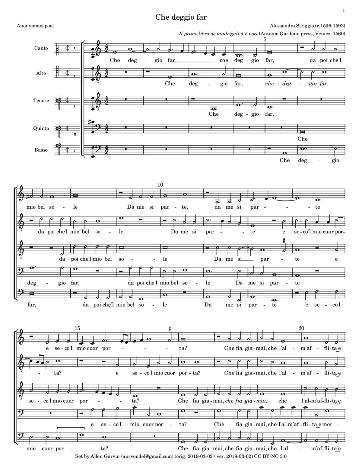 Che deggio far - Page 1