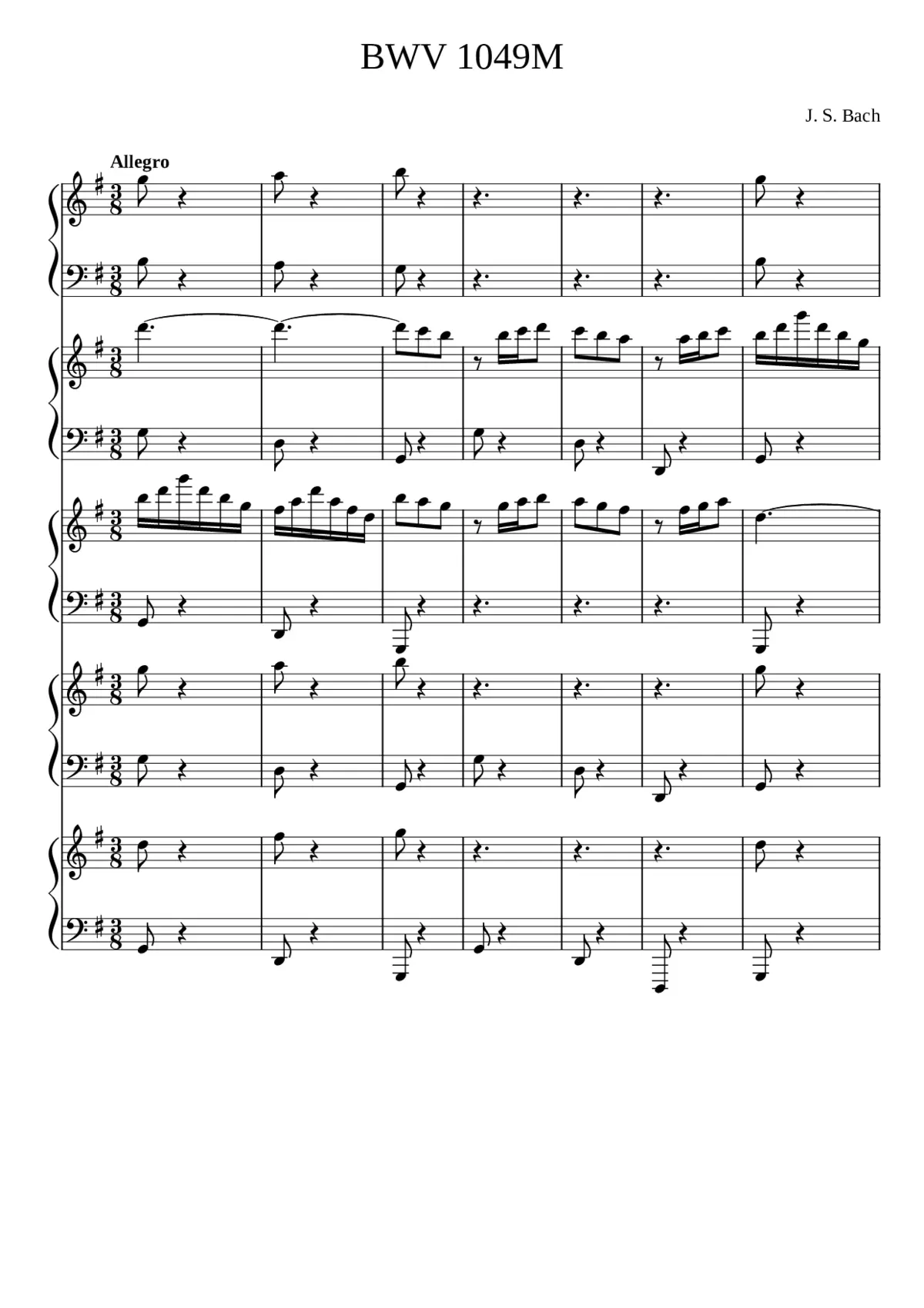 Brandenburg Concerto No.4 in G major BWV 1049 - Page 1