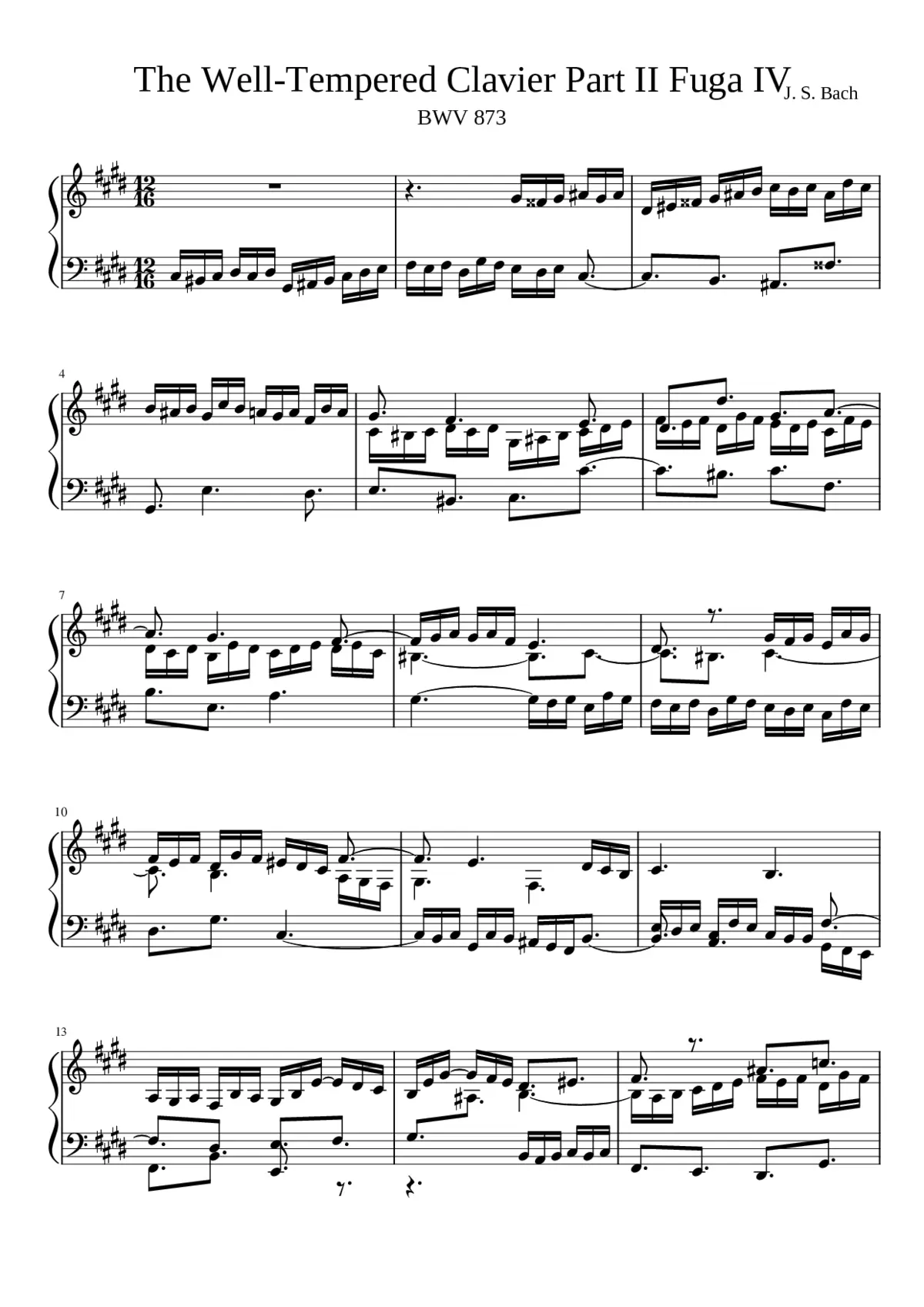 Prelude and Fugue in C-sharp minor BWV 873 - Page 1