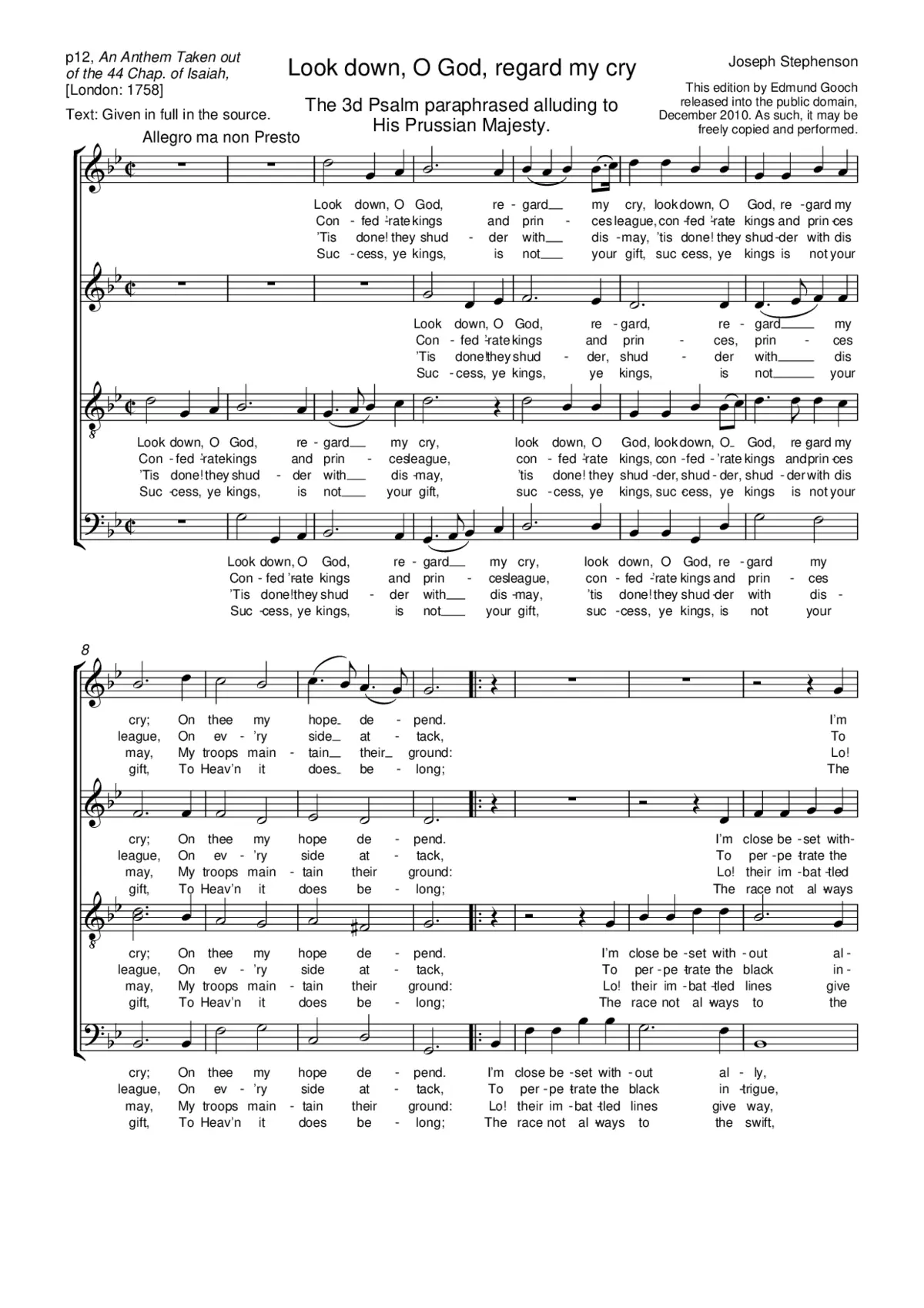 Look down, O God, regard my cry - Page 1