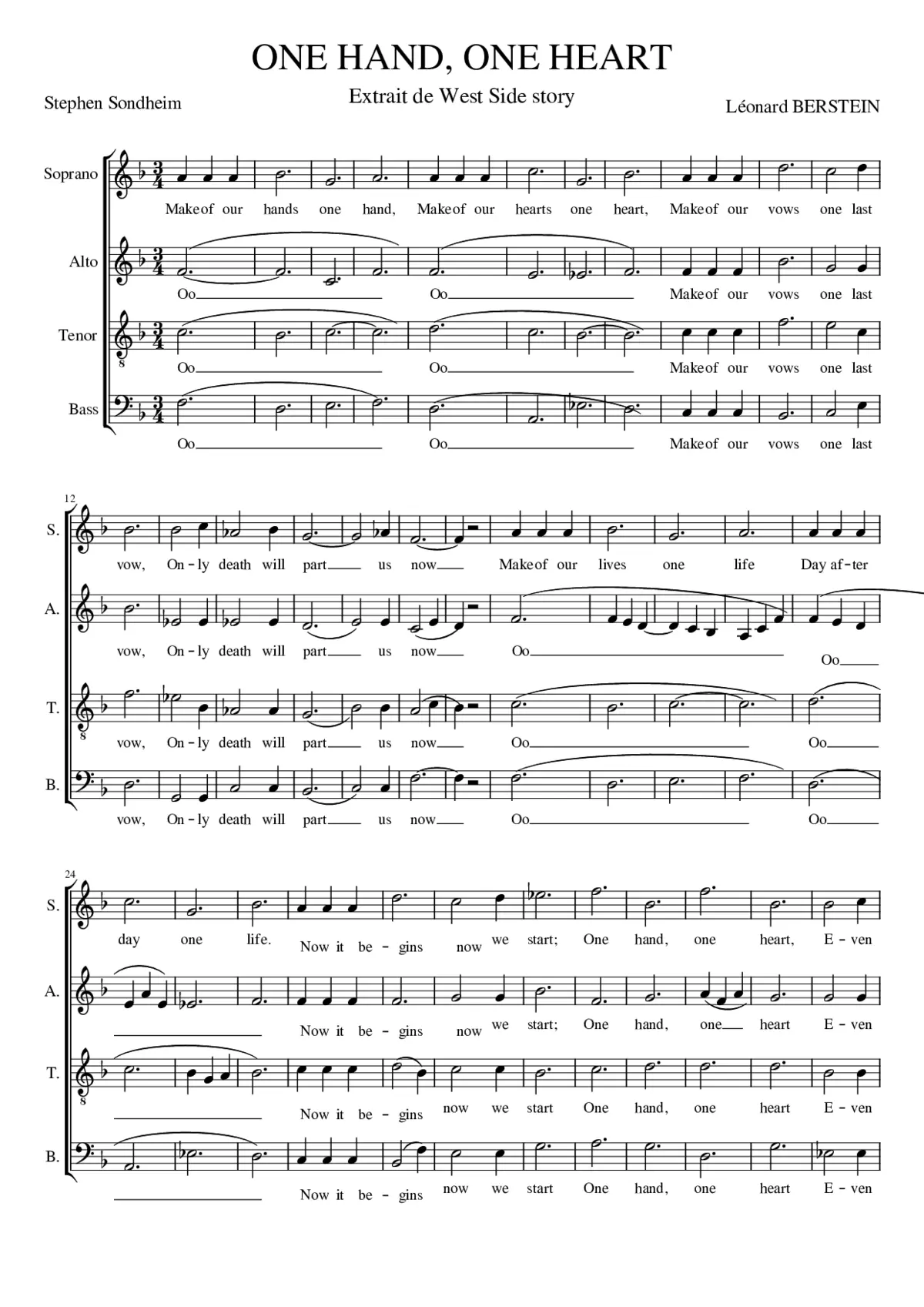 west side story - one hand one heart - Page 1