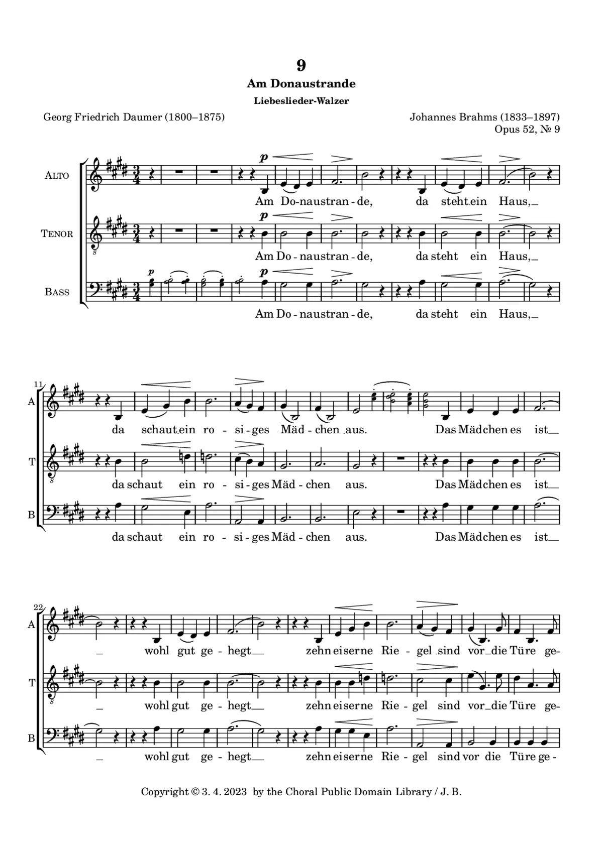 Am Donaustrande, Op. 52, No. 9 - Page 1