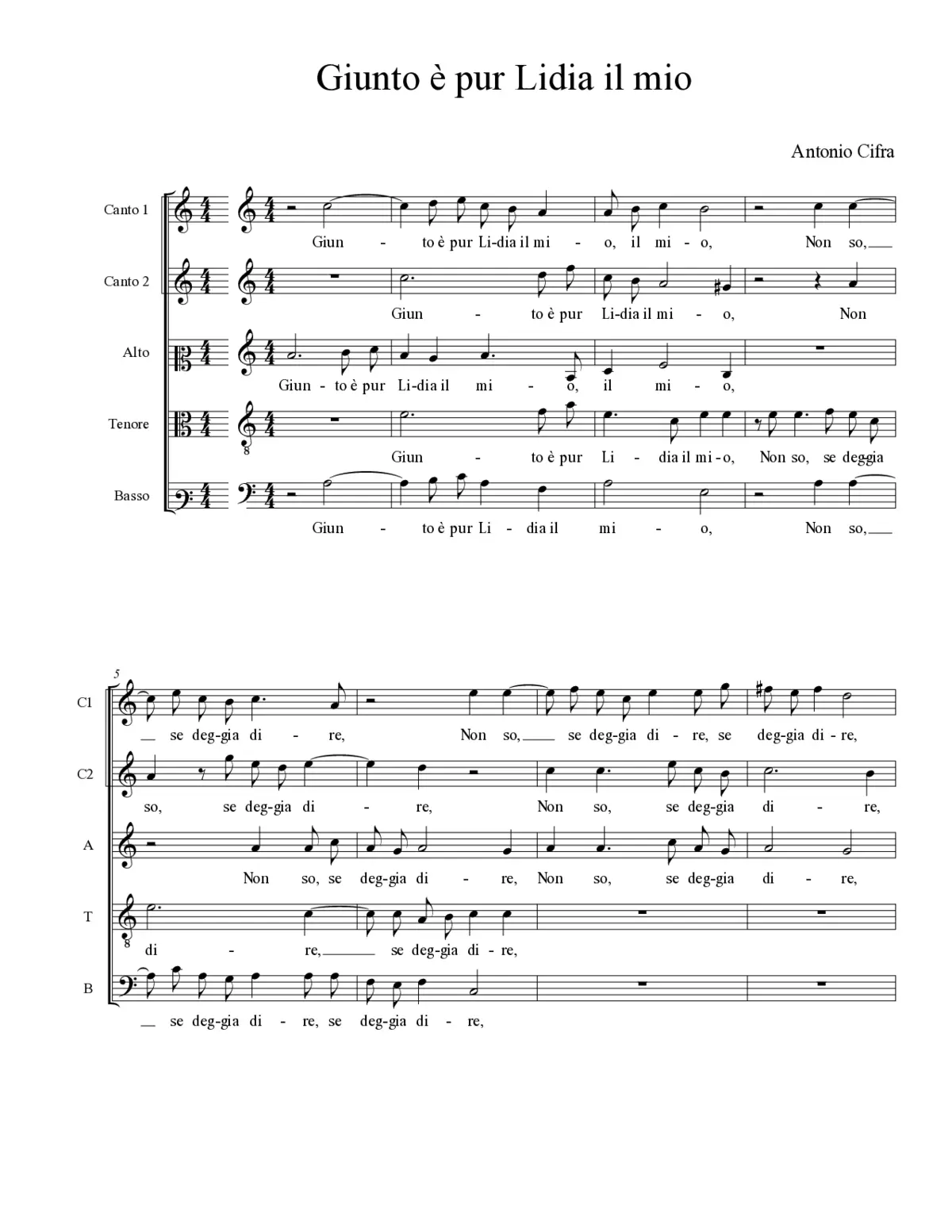 Giunto è pur Lidia il mio - Page 1