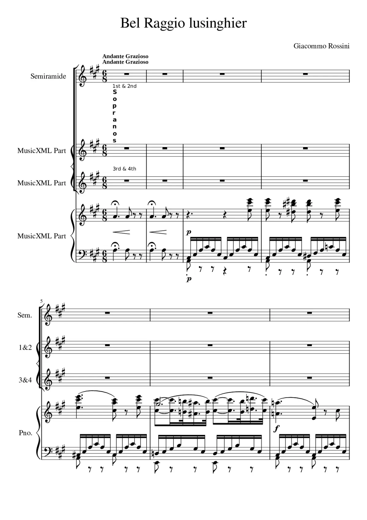 Bel Raggio Lusinghier (from 'Semiramide') - Page 1