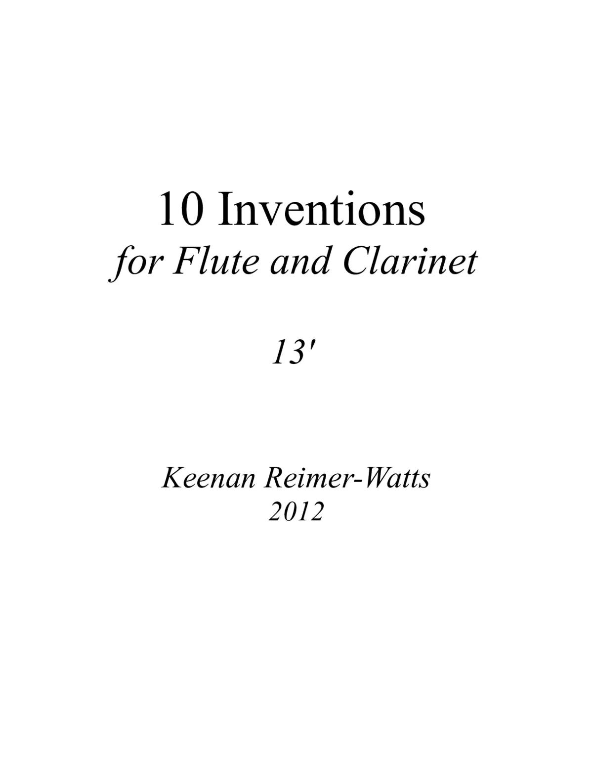 10 Inventions for Flute and Clarinet - Page 1