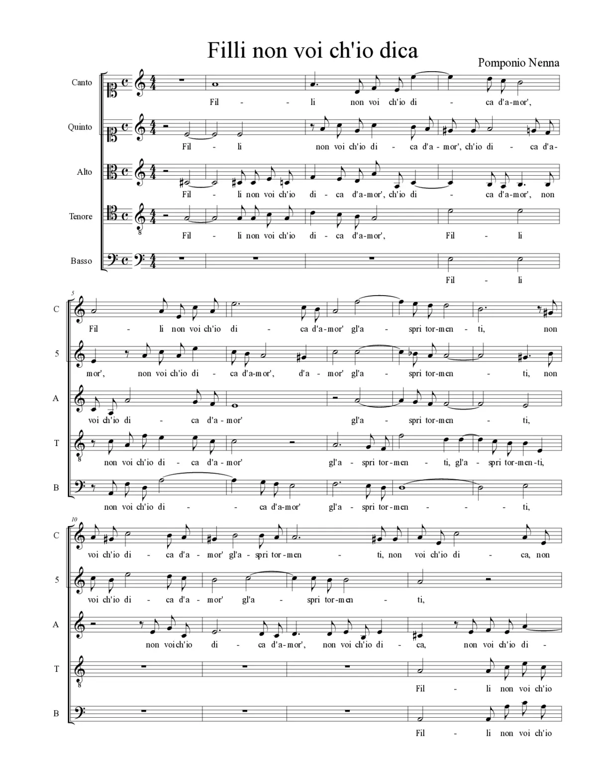 Filli non voi ch'io dica - Page 1