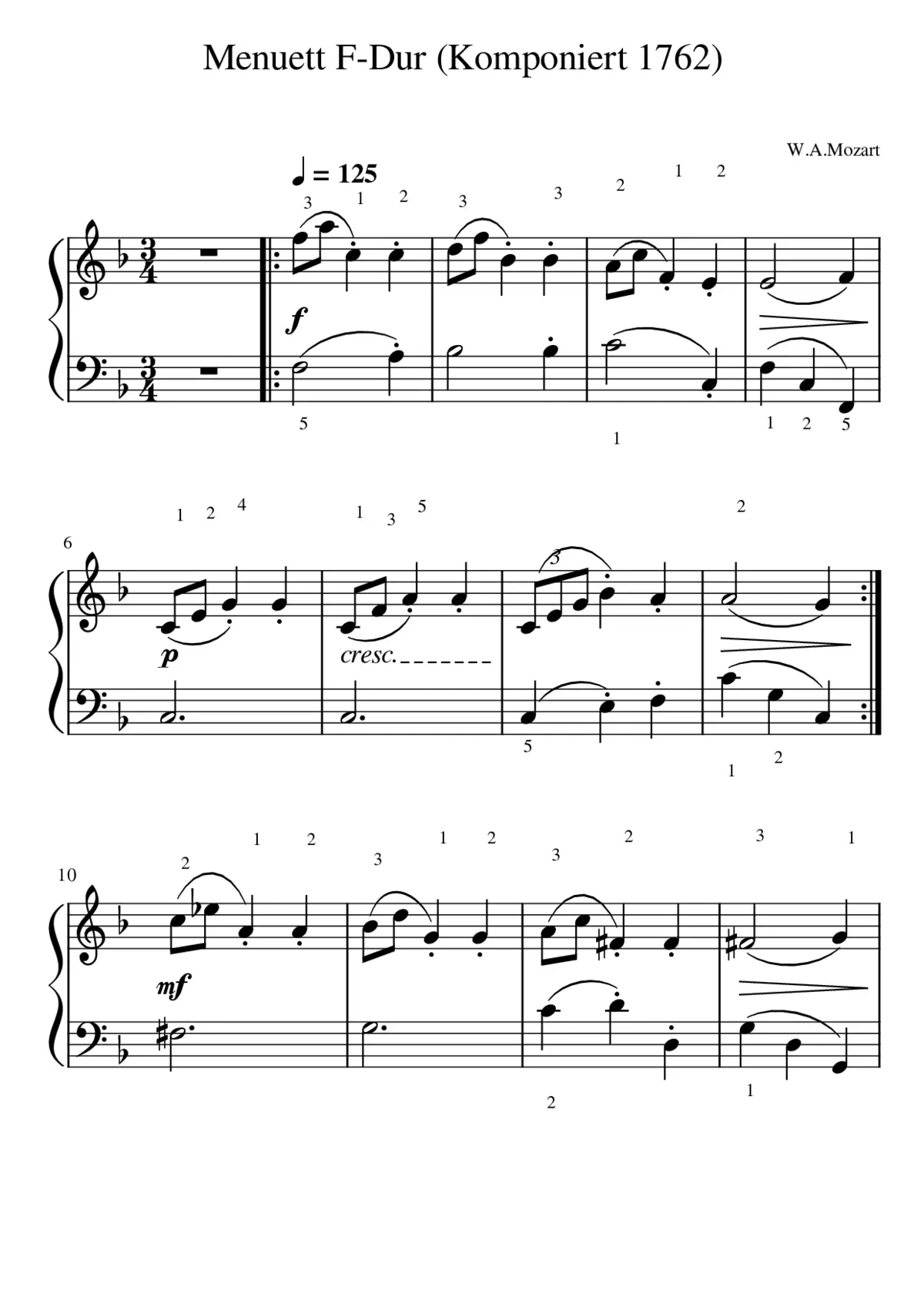Menuett F-Dur (Komponiert 1762) - Page 1