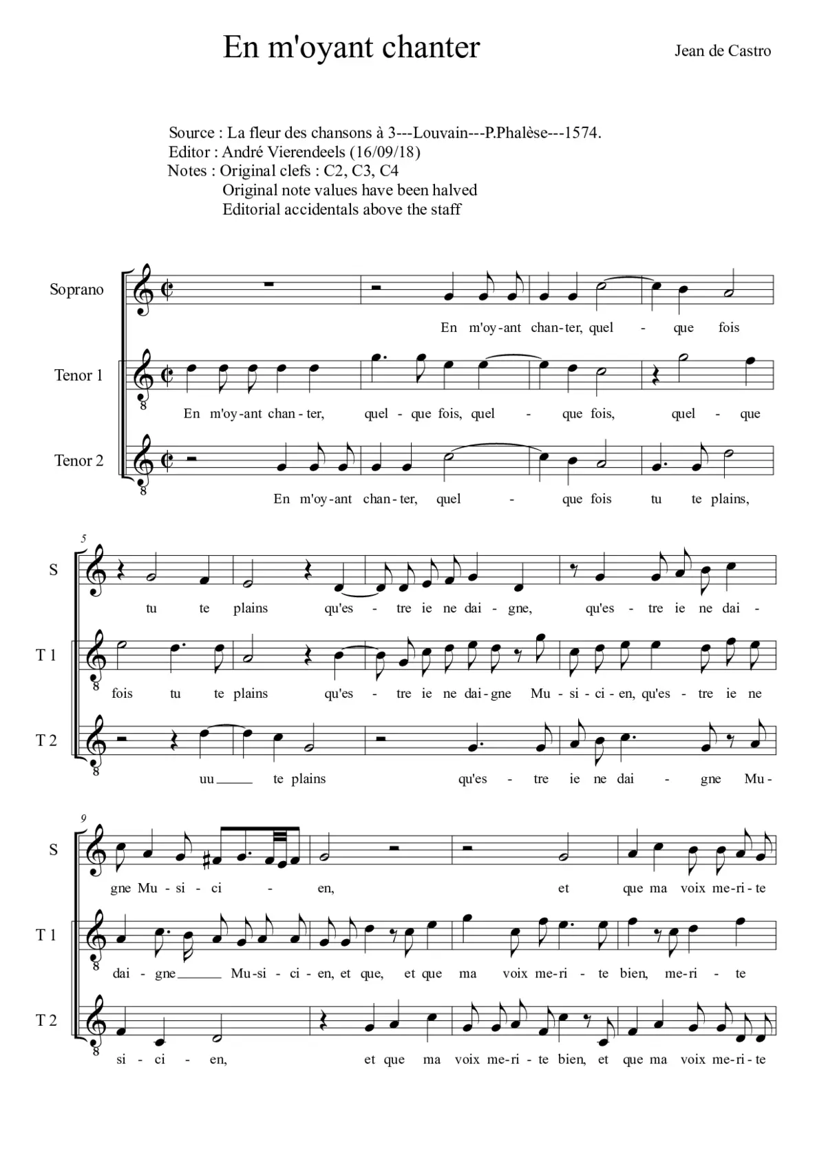 En m'oyant chanter - Page 1