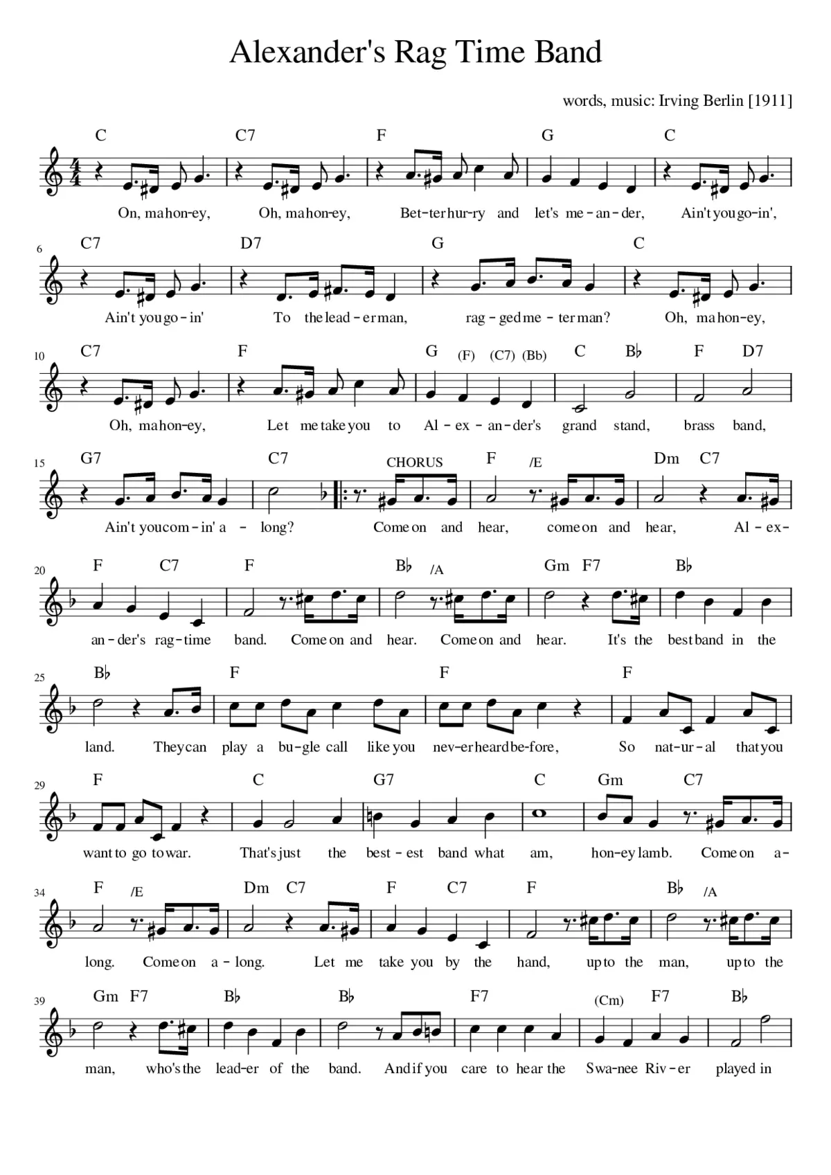 Alexander's Rag Time Band - Page 1