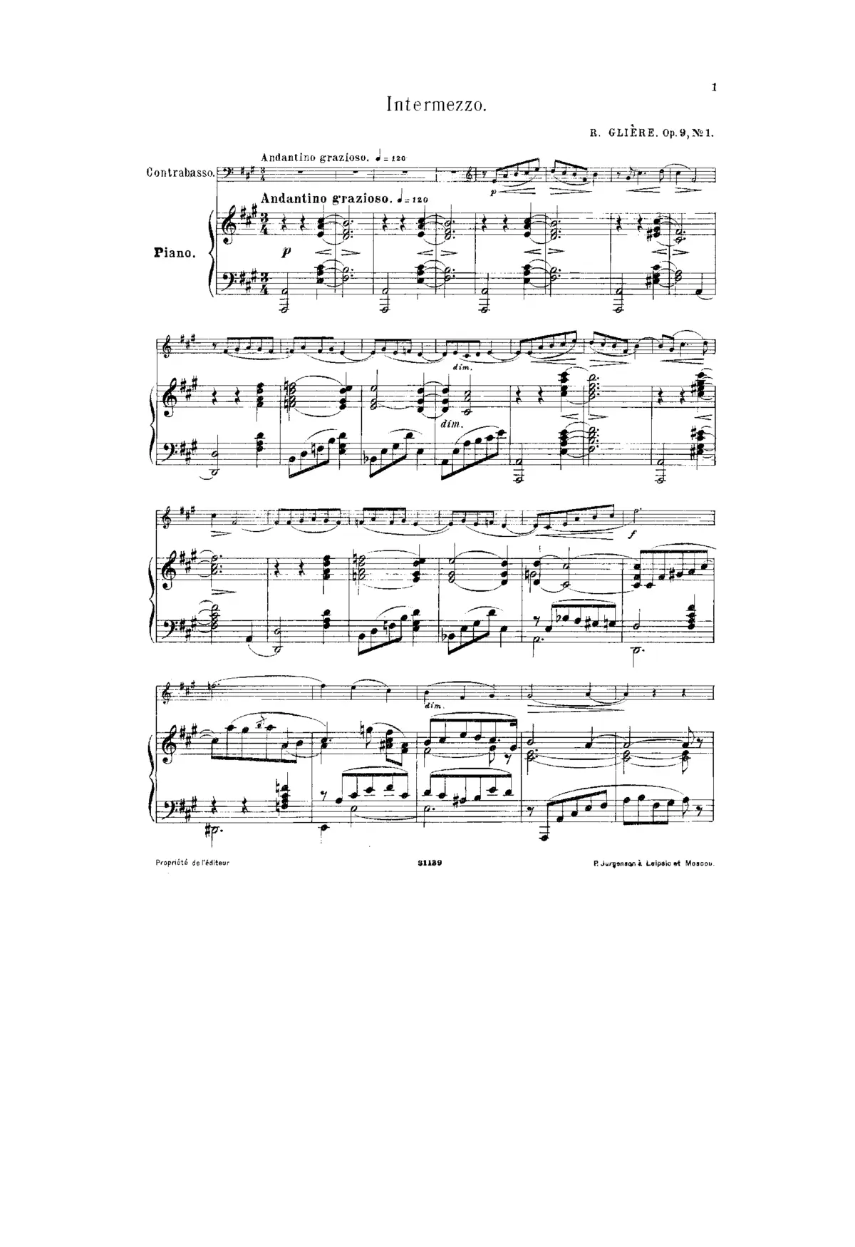 2 Morceaux pour contrebasse et piano - Page 1