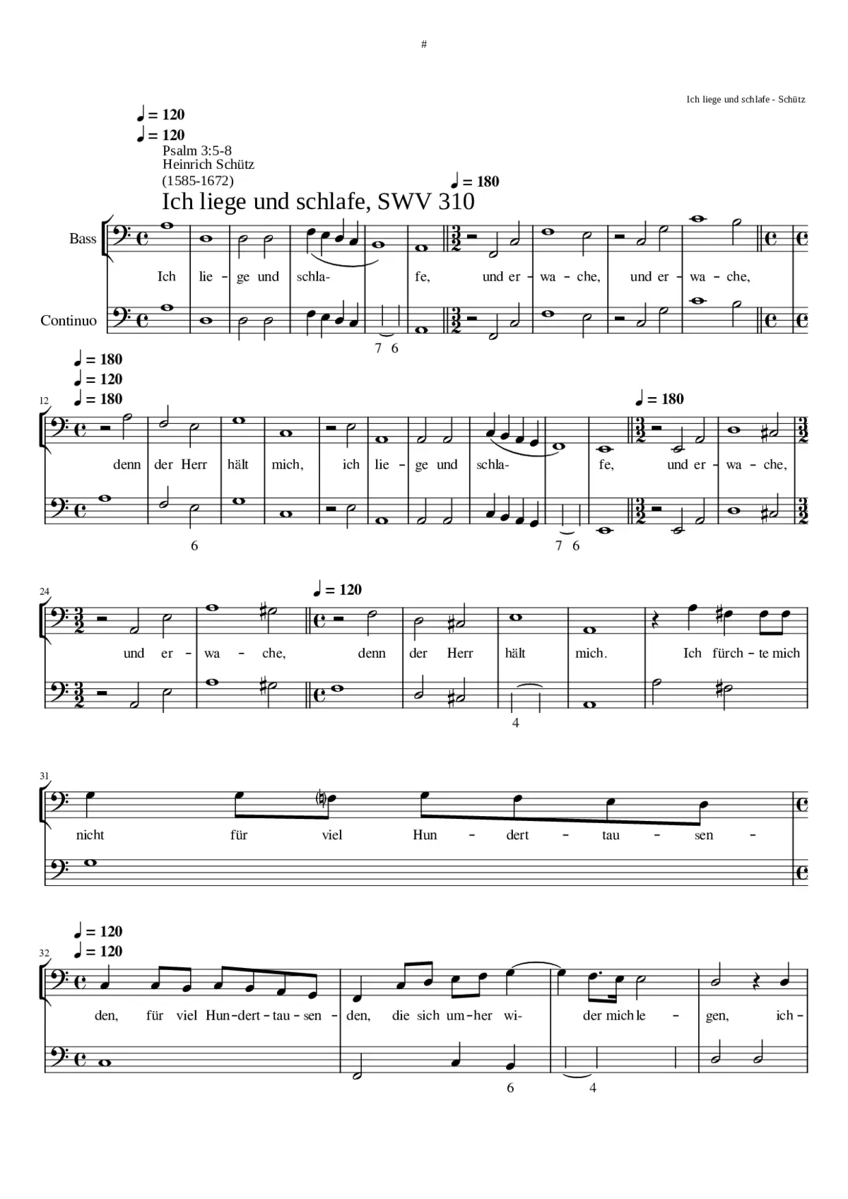 Ich liege und schlafe SWV 310 - Page 1