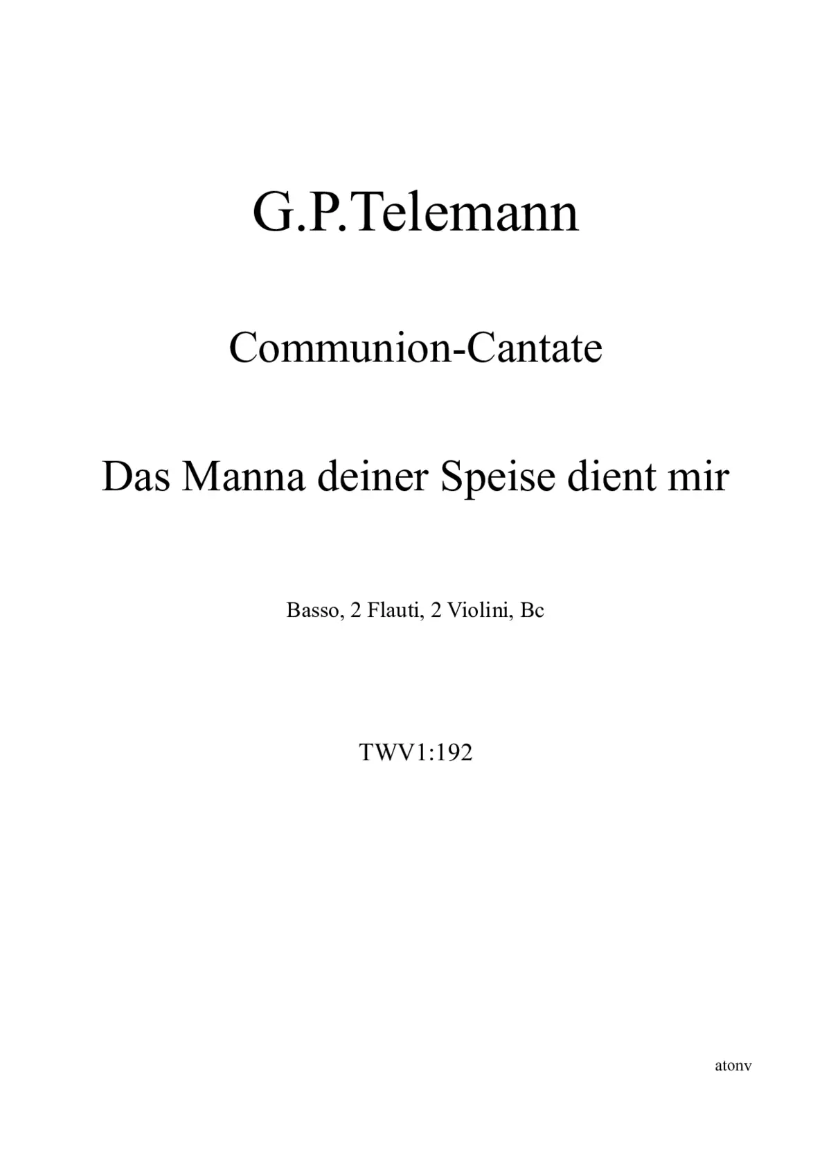Cantate, Das Manna deiner Speise dient mir - Page 1