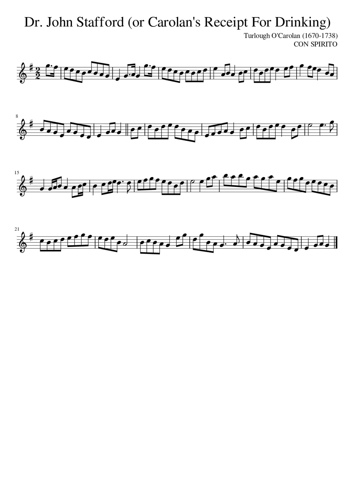 Dr. John Stafford (or Carolan's Receipt For Drinking) - Page 1