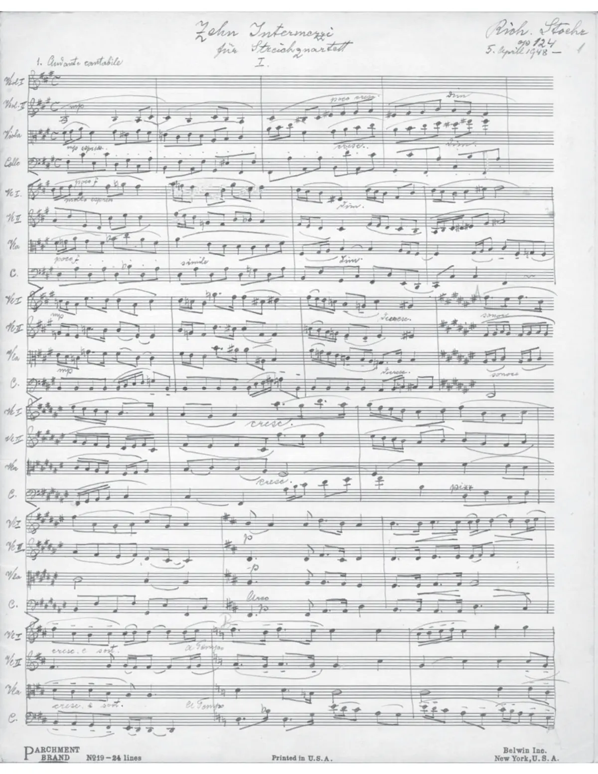 Ten Intermezzi for String Quartet - Page 1