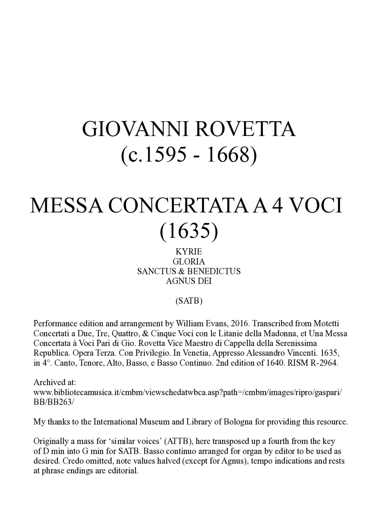 Messa concertata a quattro voci - Page 1