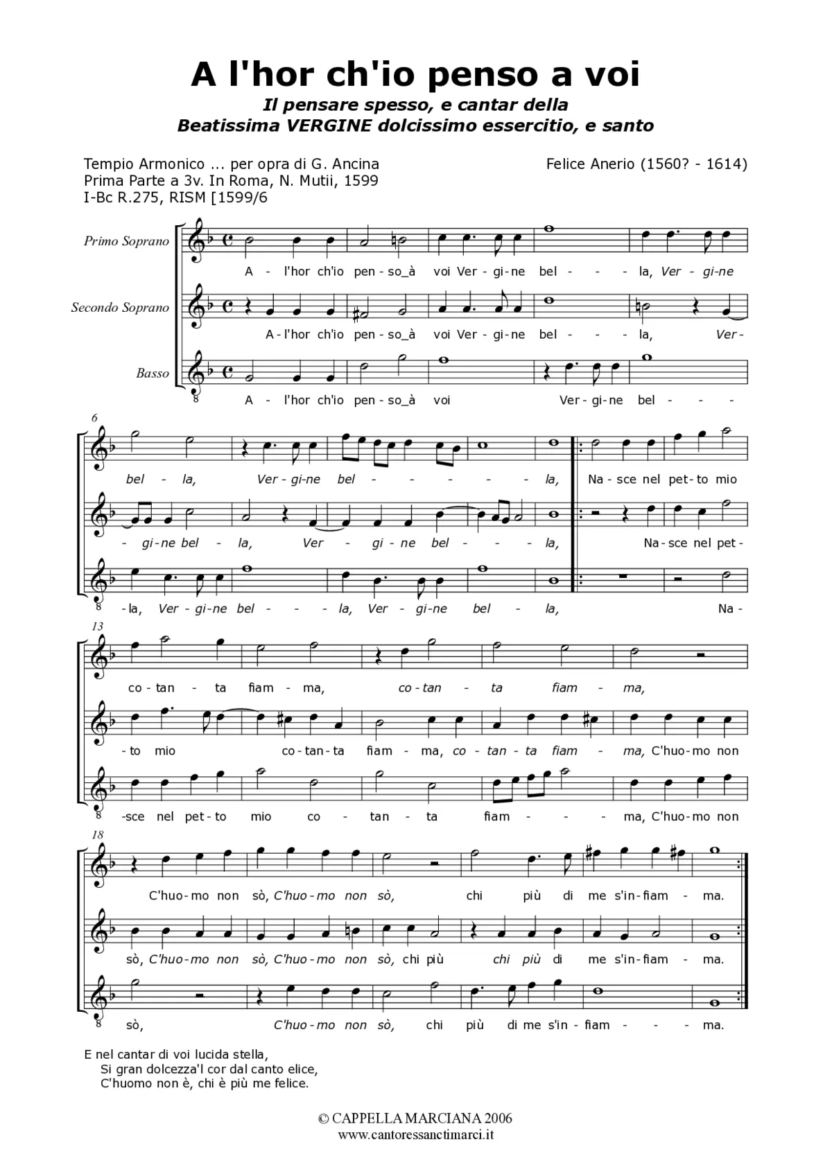 Al'hor ch'io penso a voi - Page 1