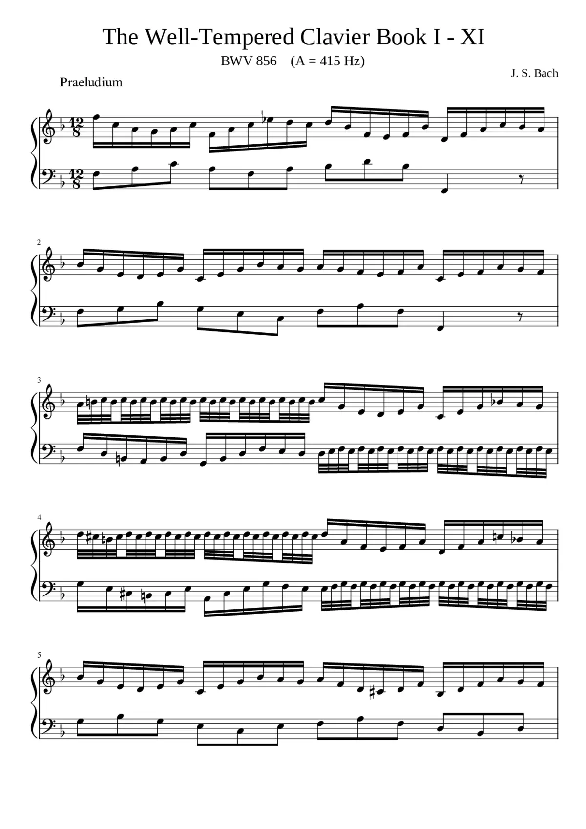 Prelude and Fugue in F major BWV 856 - Page 1